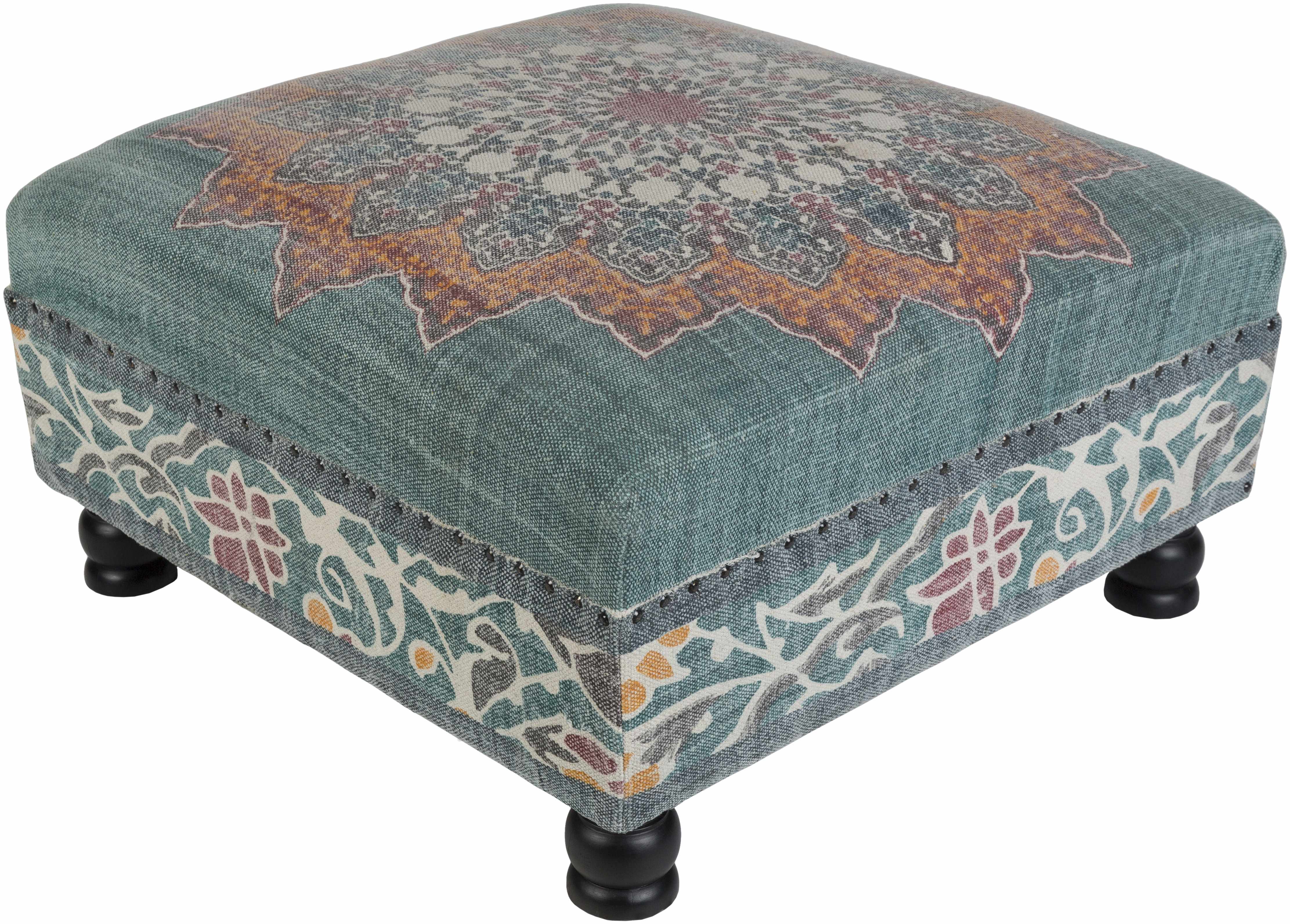 Bohemian Stylish Blue Ottoman