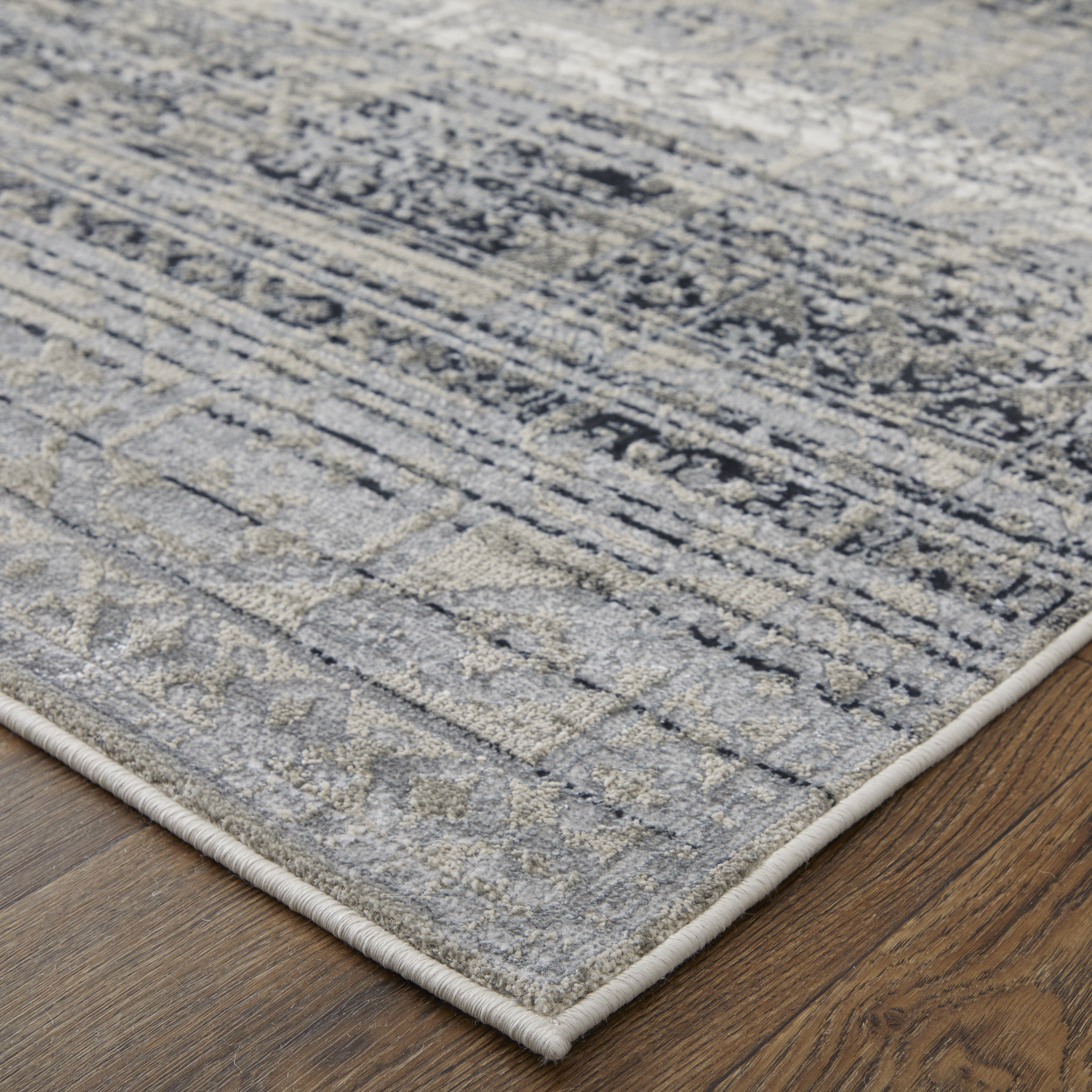 Macklaine Transitional Distressed - Taupe/Black/Ivory