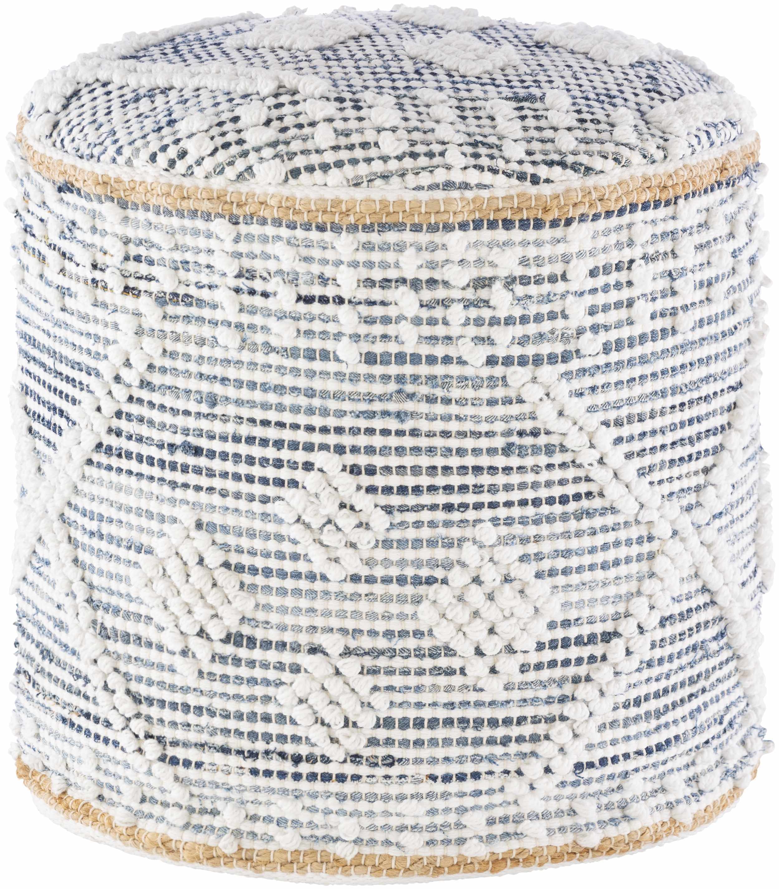 Bohemian Blue&White Cylinder Pouf