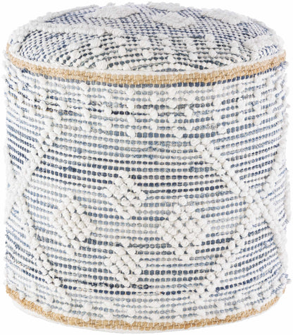 Bohemian Blue&White Cylinder Pouf
