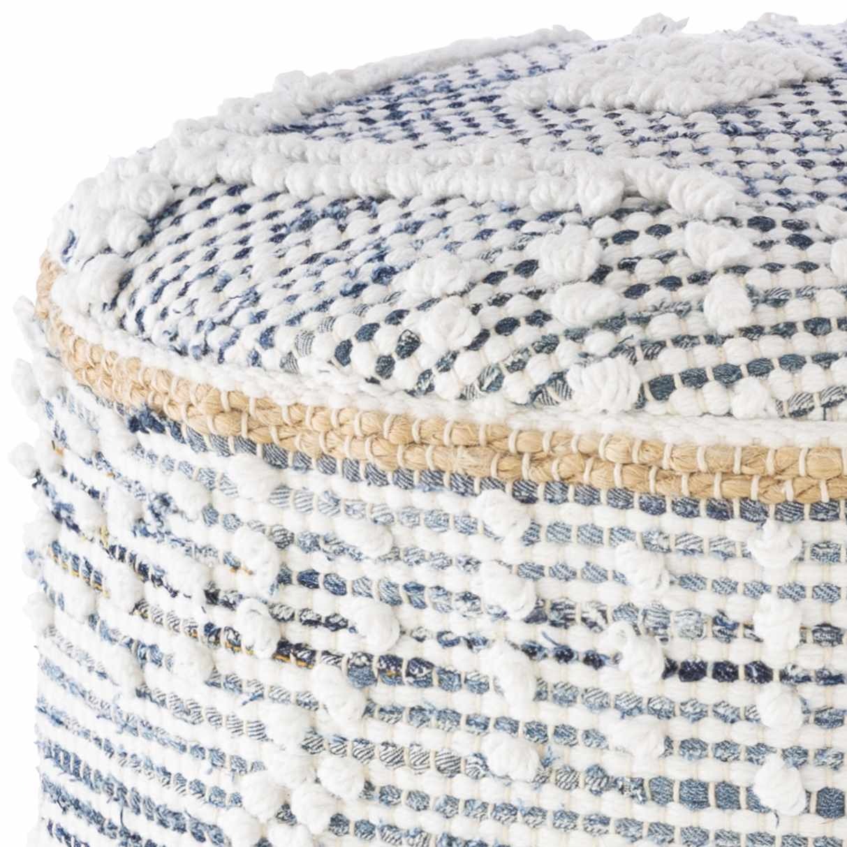 Bohemian Blue&White Cylinder Pouf