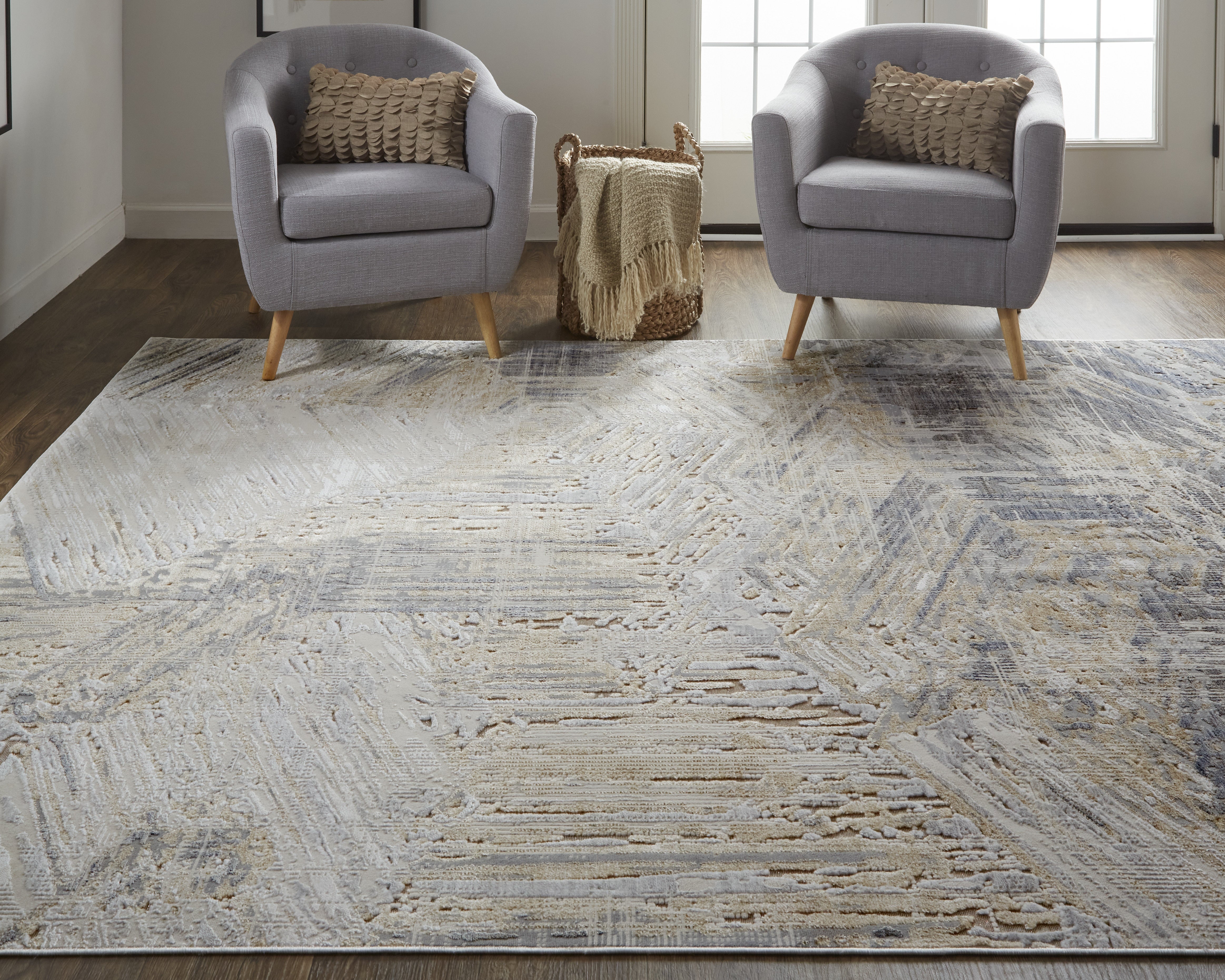 Laina Transitional Abstract - Tan/Ivory/Gray Area Rug