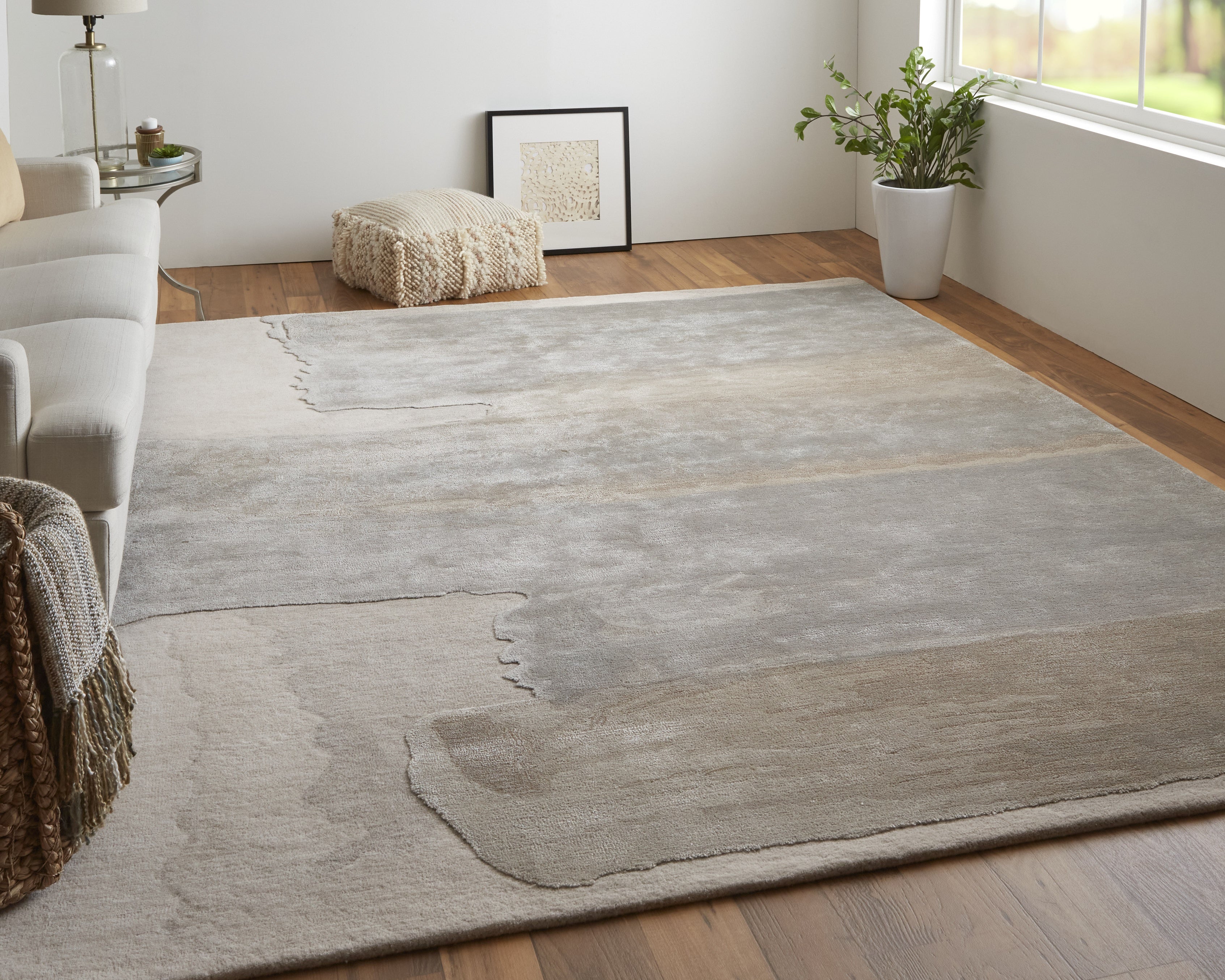 Anya Transitional Abstract - Ivory/Gray Area Rug