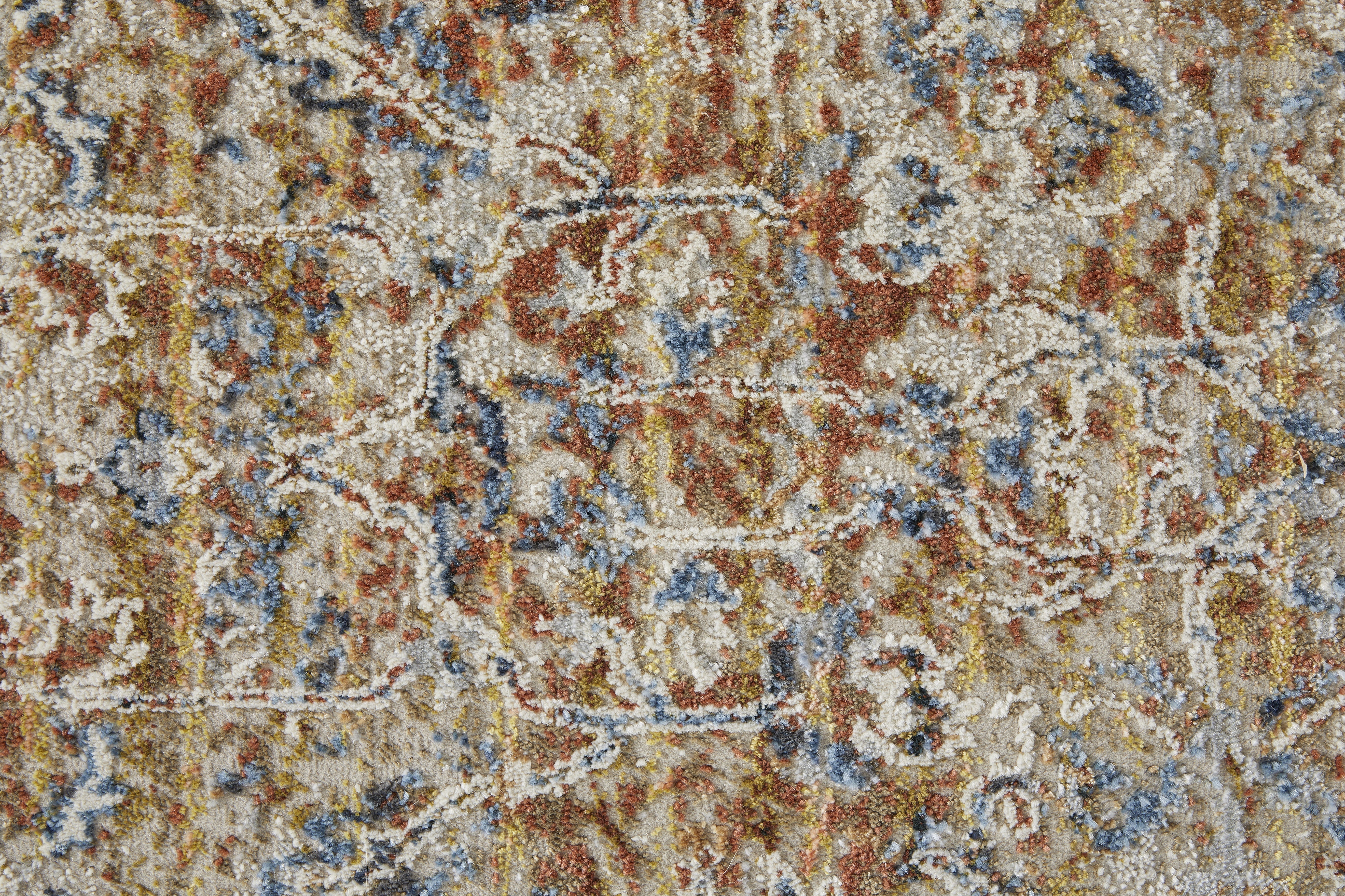 Kaia Transitional Medallion - Tan/Ivory/Orange Area Rug