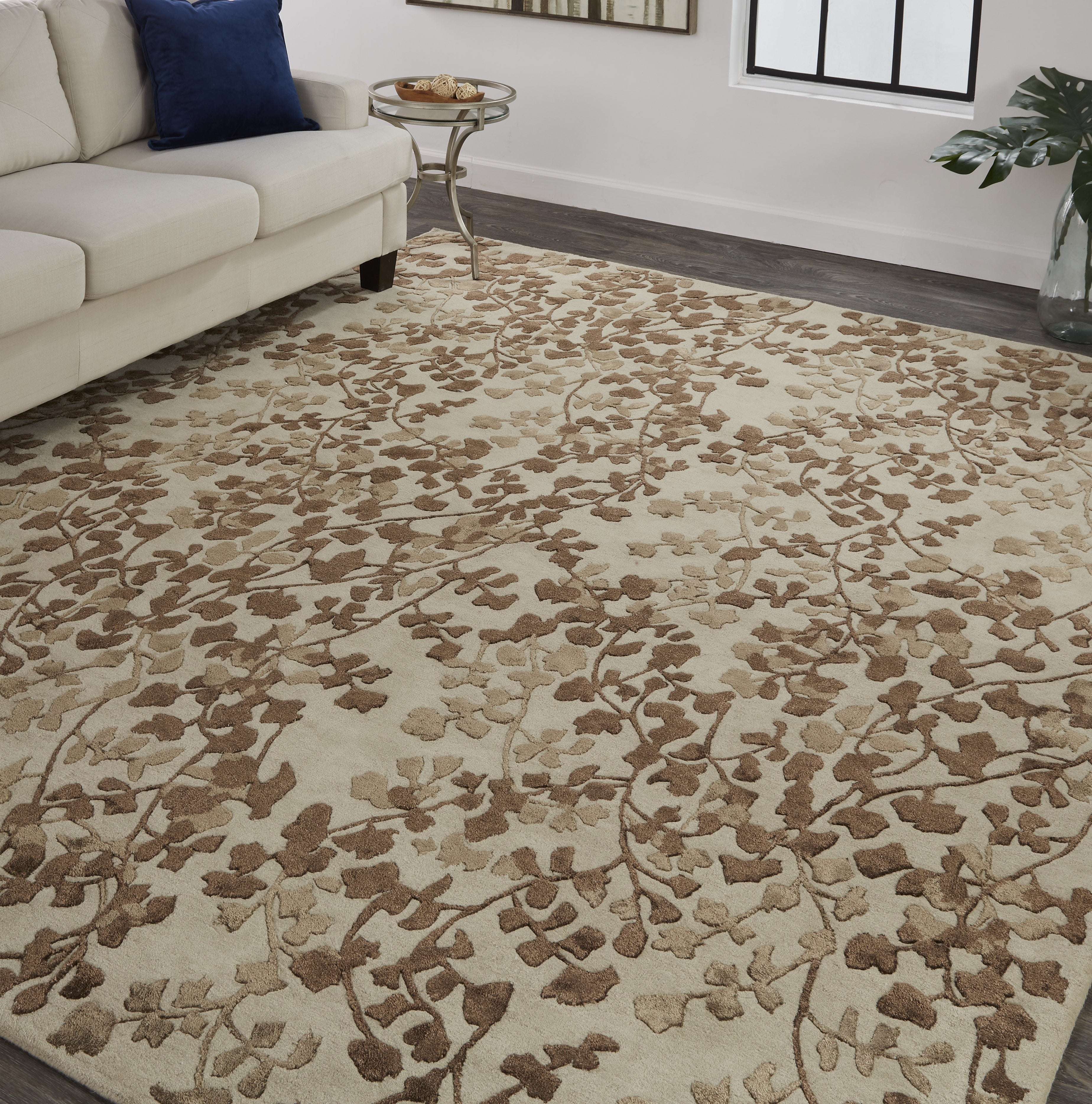 Bella Transitional Floral & Botanical - Ivory/Taupe/Brown