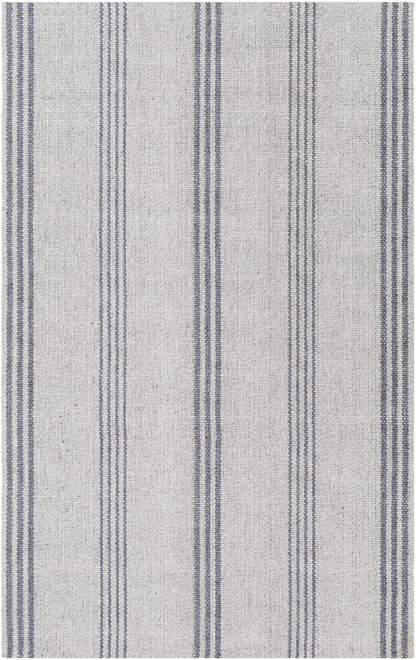 Timeless Harmonious Striped Light Gray Hand-Woven Viscose&Wool Area Rug