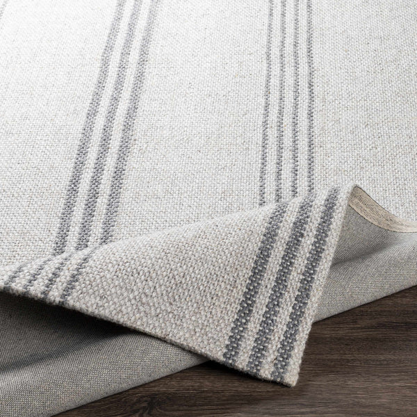 Timeless Harmonious Striped Light Gray Hand-Woven Viscose&Wool Area Rug