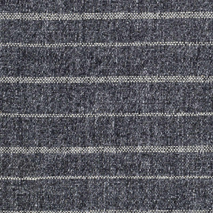 Exquisite Striped Black Hand Woven Viscose&Wool Area Rug