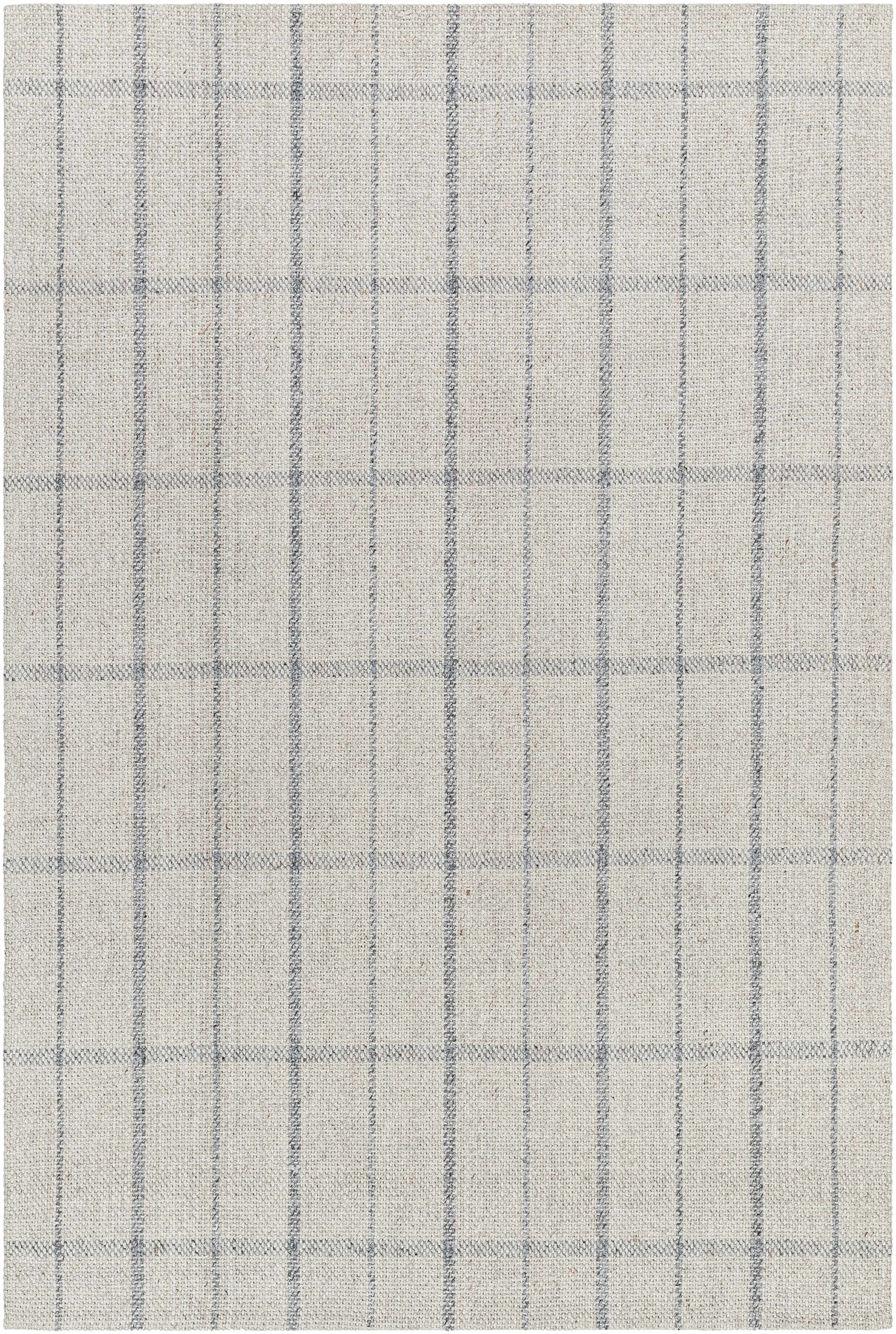 Elegant Tartan Oatmeal Hand Woven Viscose&Wool Area Rug