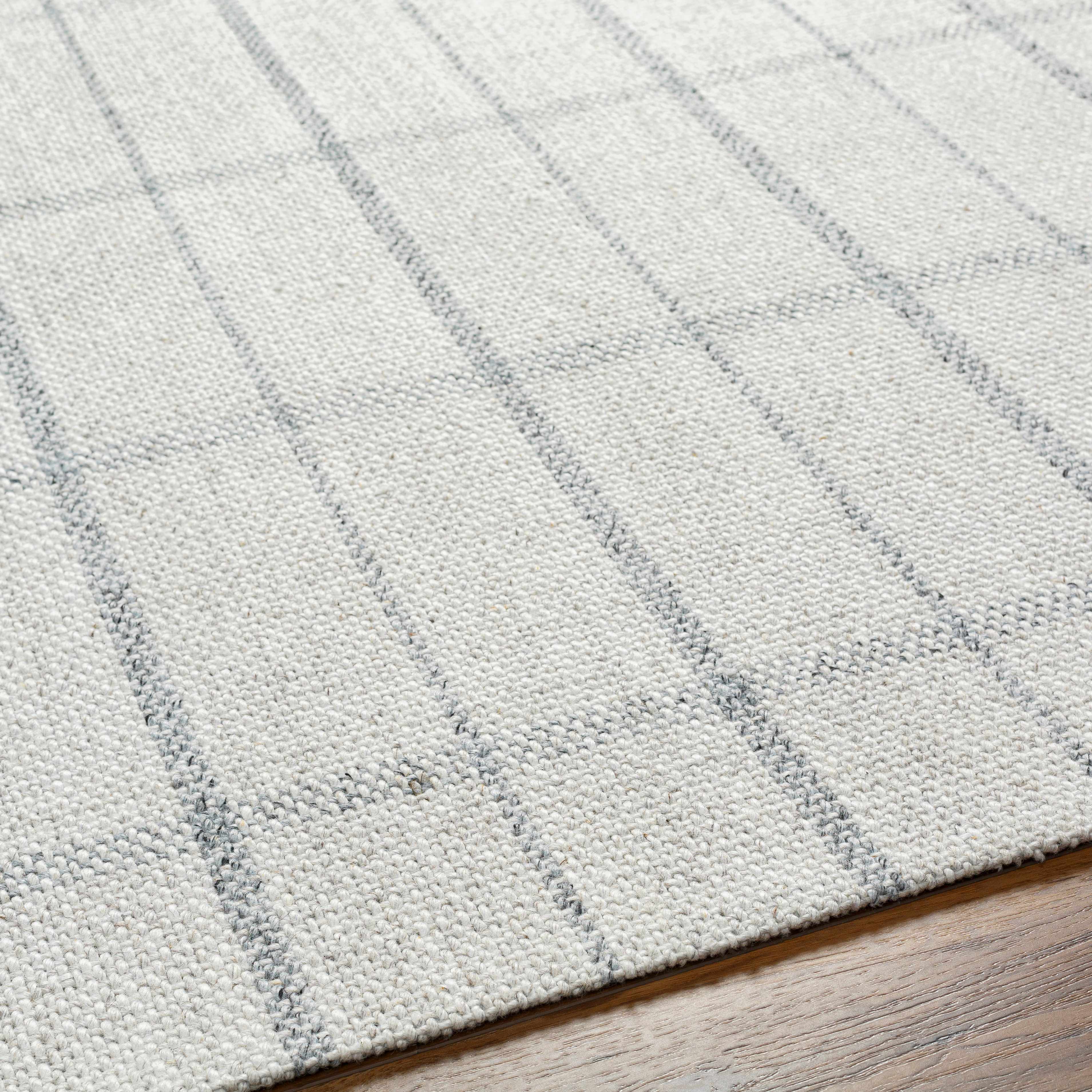 Elegant Tartan Oatmeal Hand Woven Viscose&Wool Area Rug