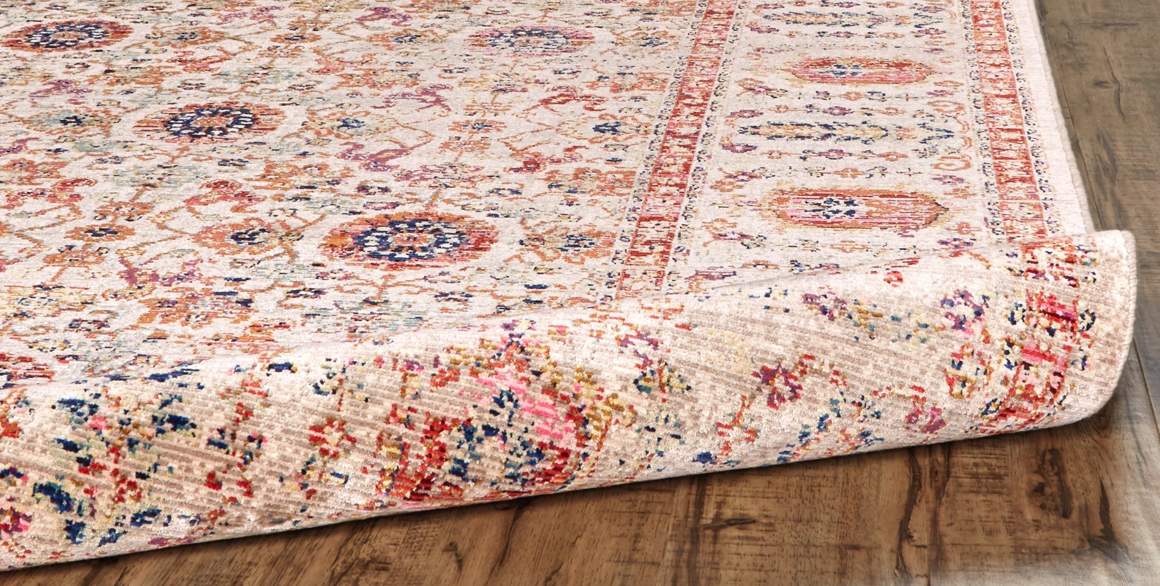 Torina Traditional Medallion - Ivory/Orange/Blue