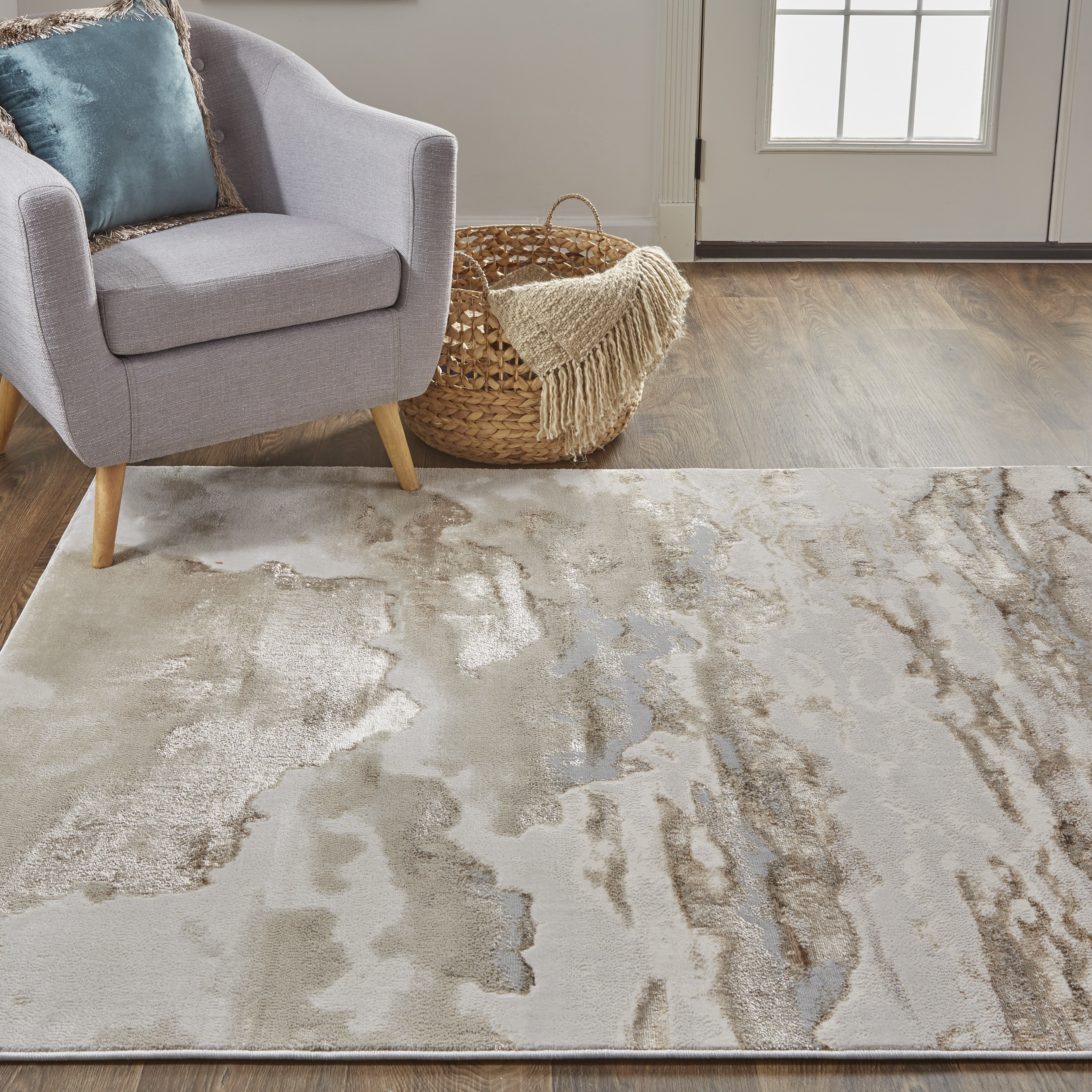 Aura Modern Abstract - Ivory/Tan/Gray Area Rug