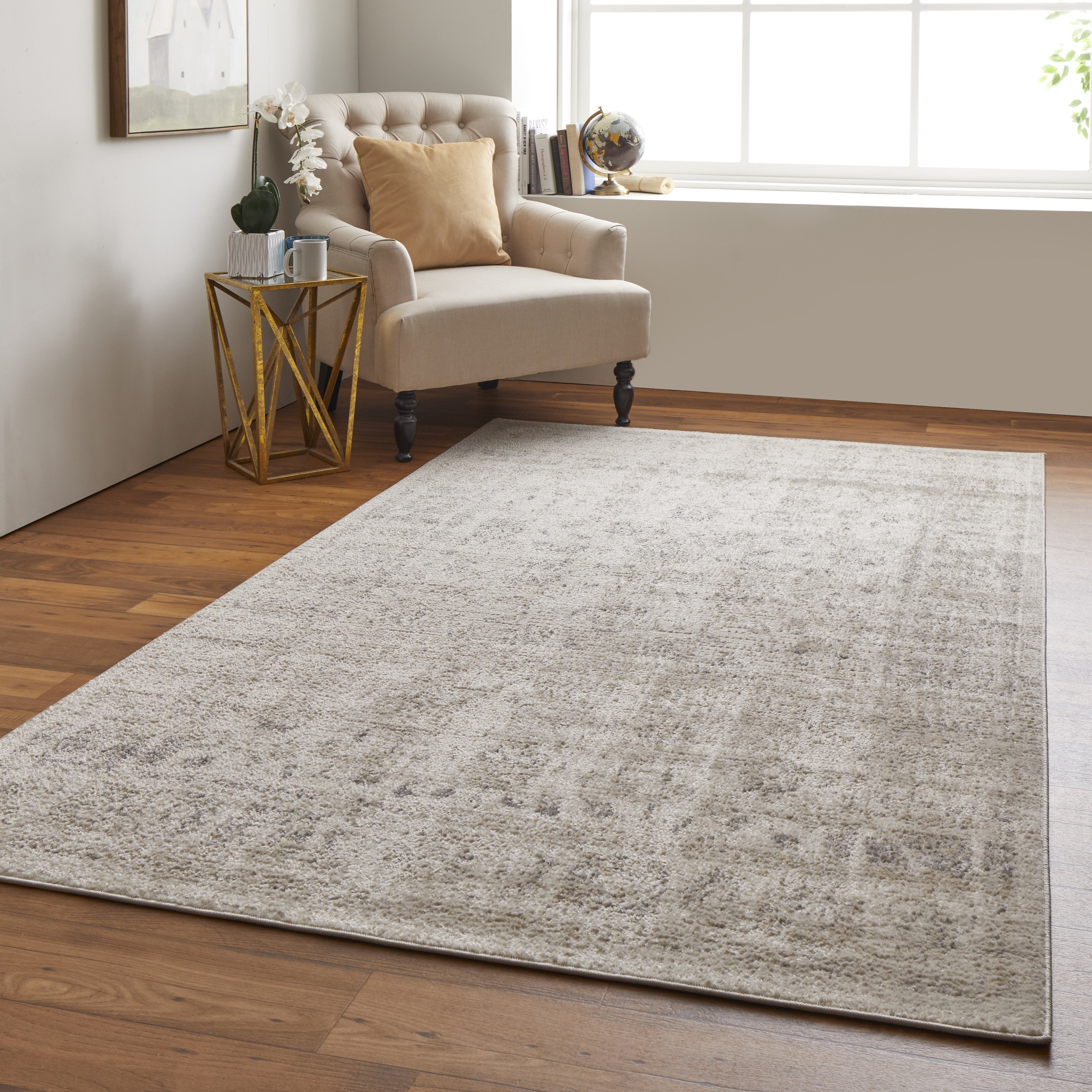 Camellia Transitional Floral & Botanical - Ivory/Gray