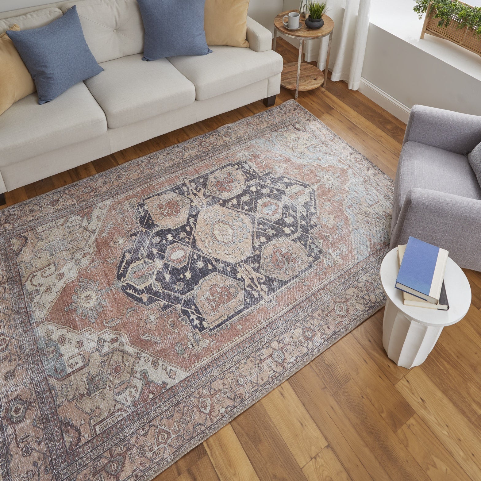 Percy Transitional Medallion - Orange/Brown/Taupe Area Rug
