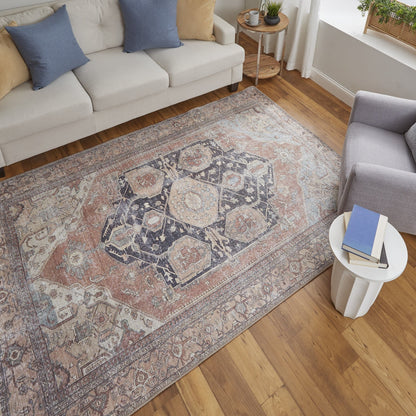 Percy Transitional Medallion - Orange/Brown/Taupe Area Rug