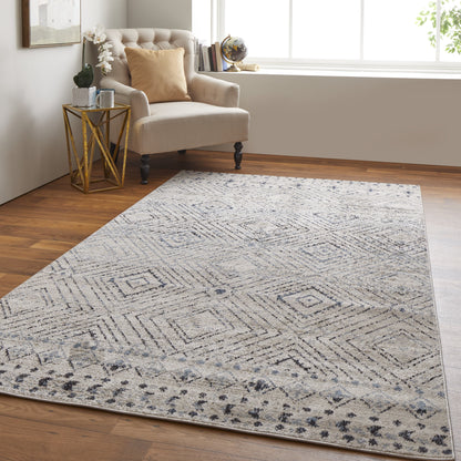 Camellia Transitional Geometric - Ivory/Blue/Gray