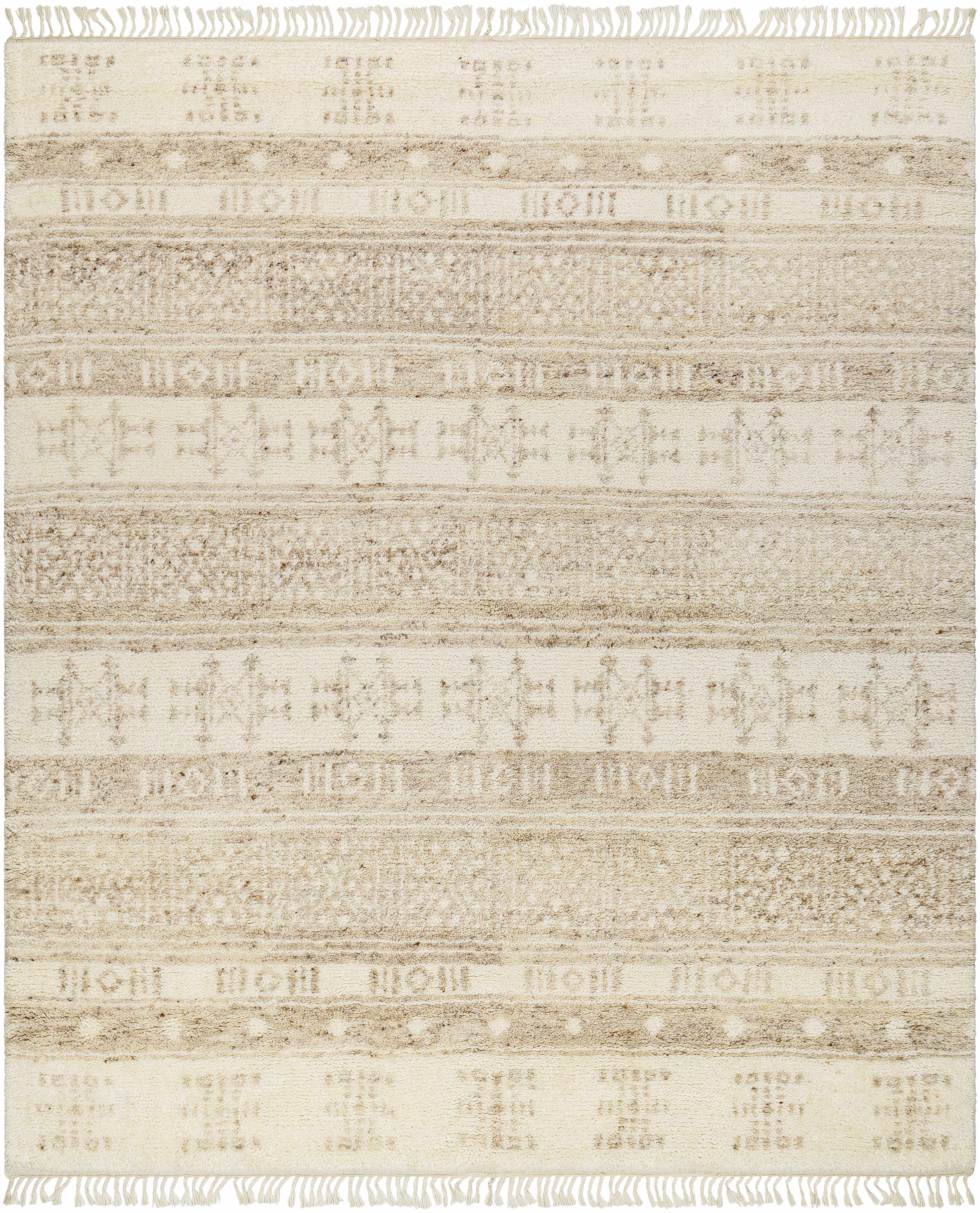 Light Beige Nomadic Hand-Knotted Wool Area Rug