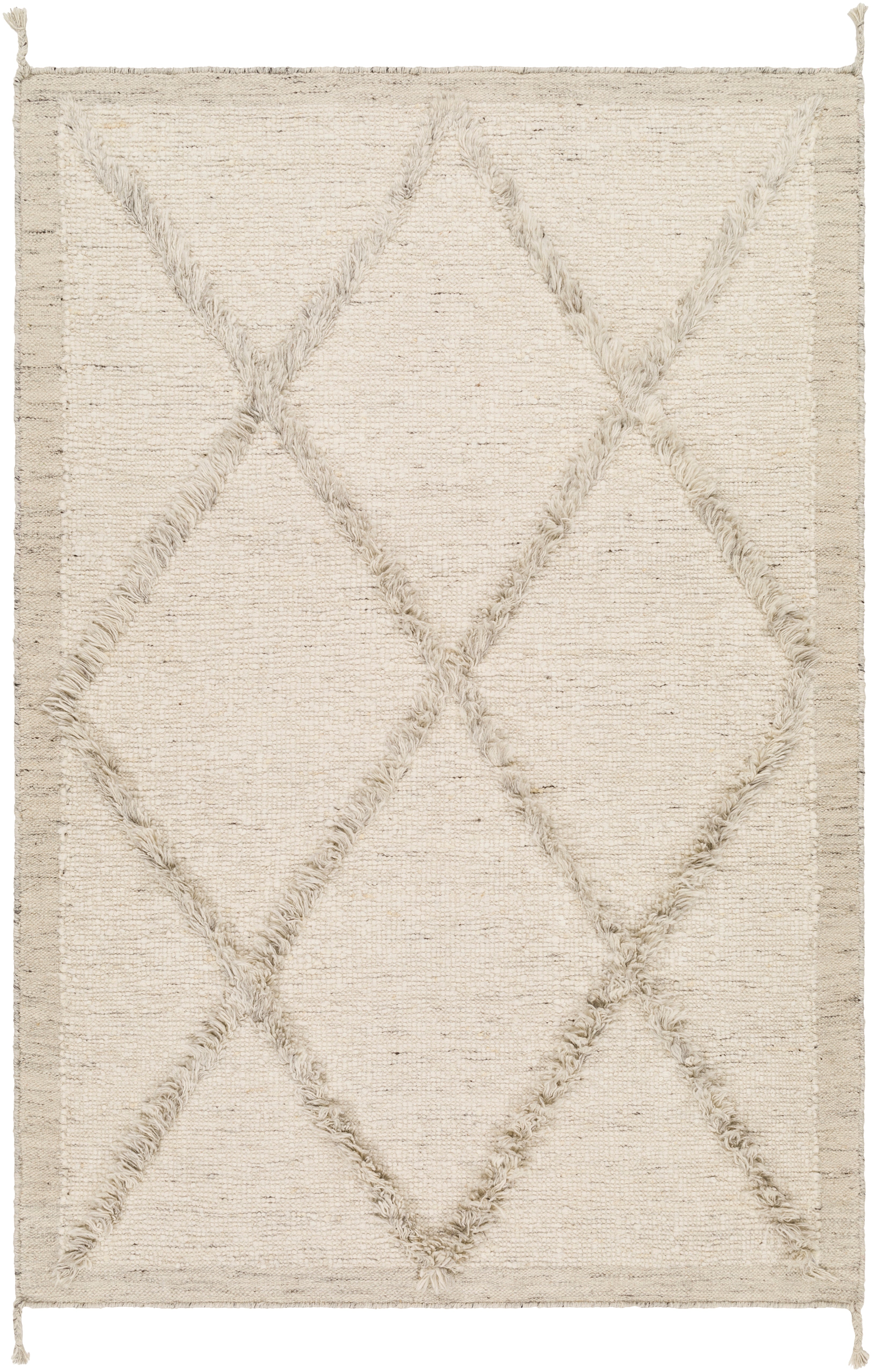Cream Hand Knotted Wool Area Rug