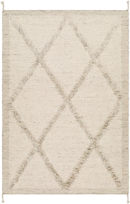 Cream Hand Knotted Wool Area Rug