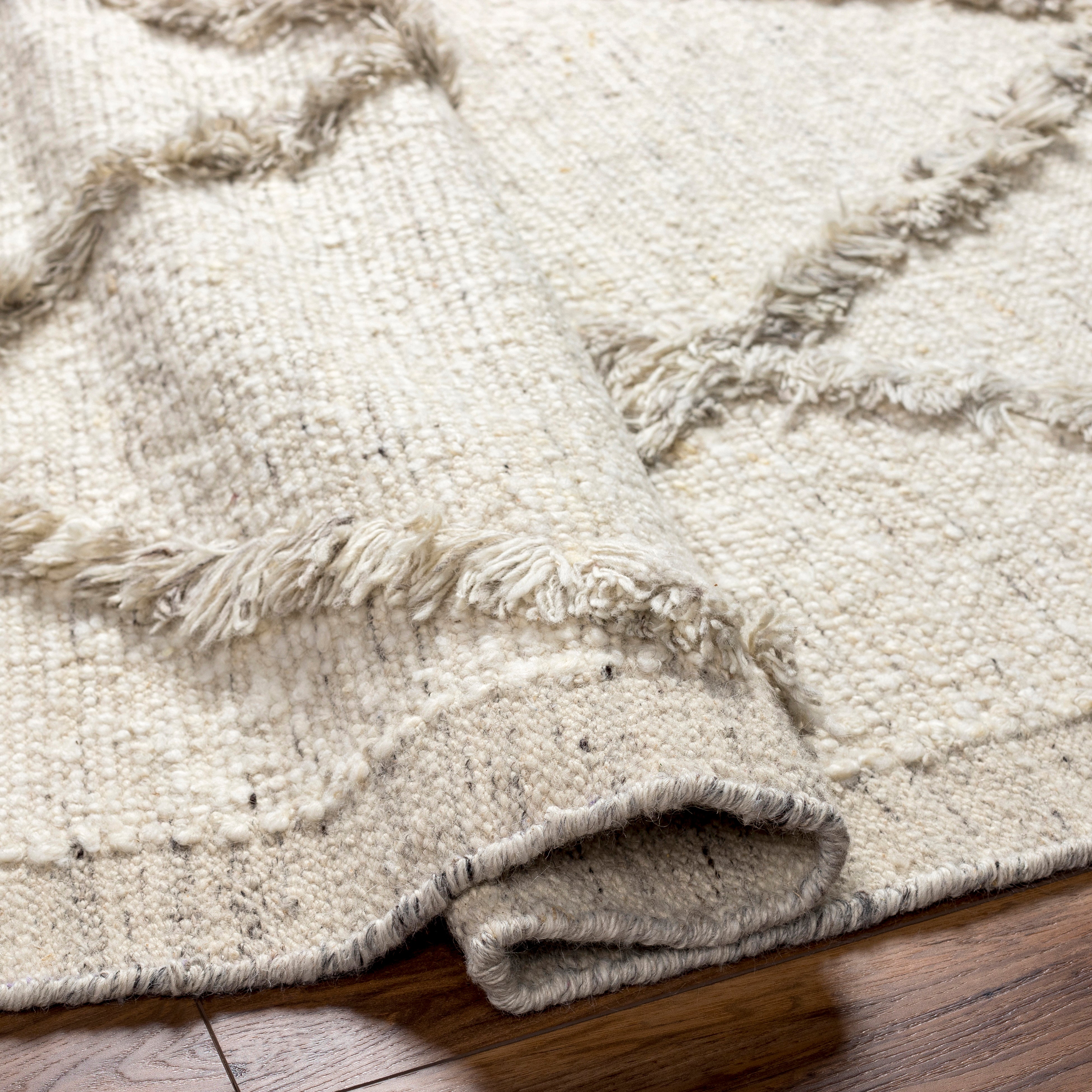 Cream Hand Knotted Wool Area Rug
