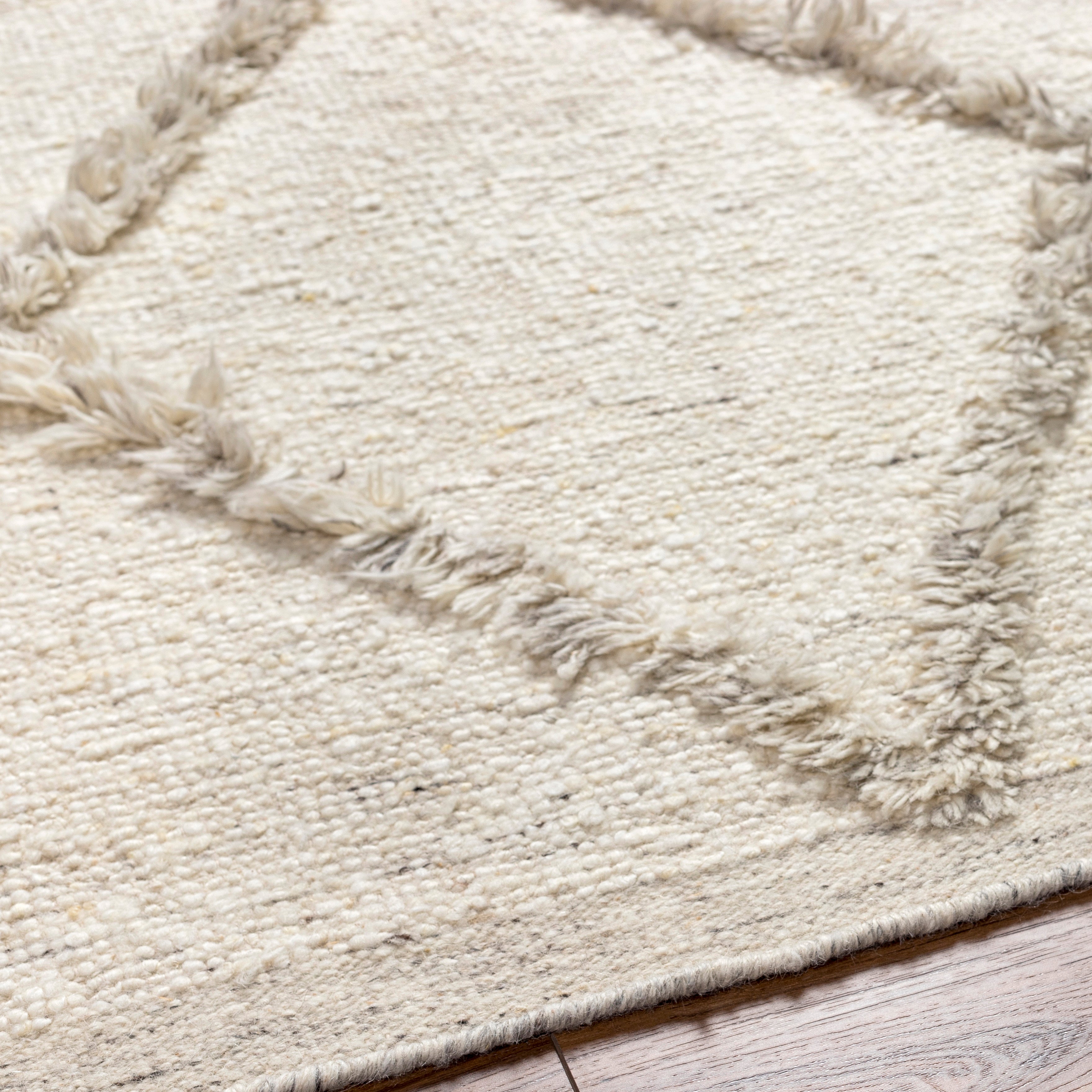 Cream Hand Knotted Wool Area Rug