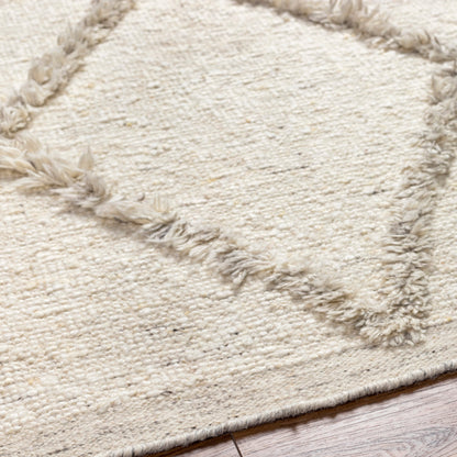 Cream Hand Knotted Wool Area Rug