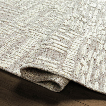 Contemporary Ivory Wool Hand Knotted Area Rug