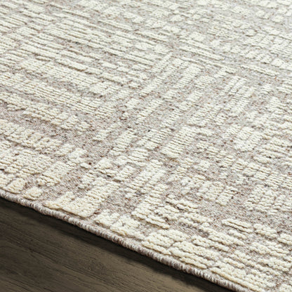 Contemporary Ivory Wool Hand Knotted Area Rug