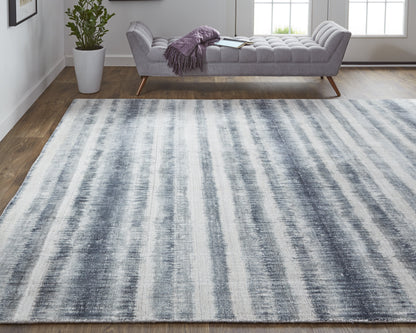 Mackay Transitional Stripes - Ivory/Blue Area Rug