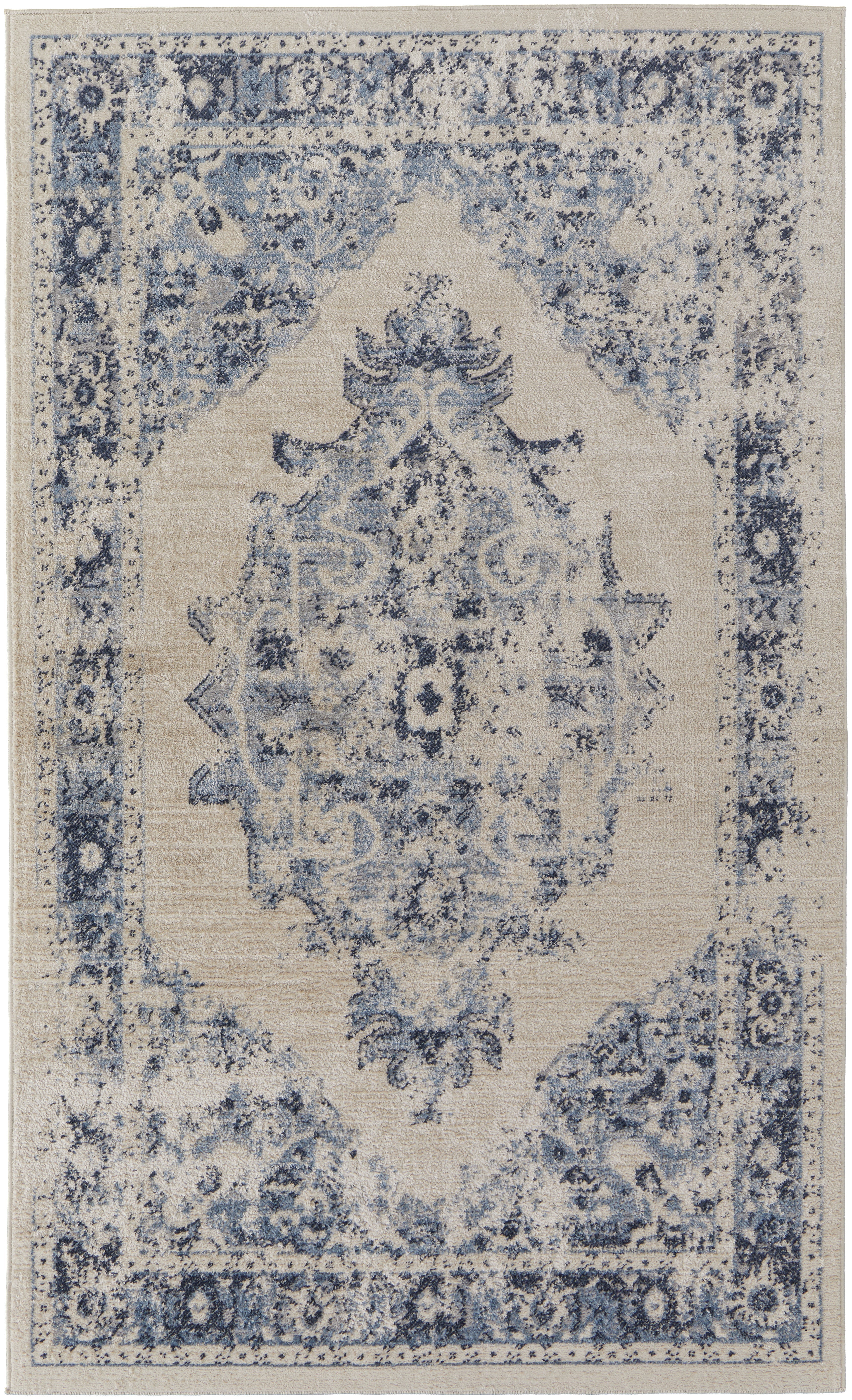 Camellia Transitional Medallion - Ivory/Blue