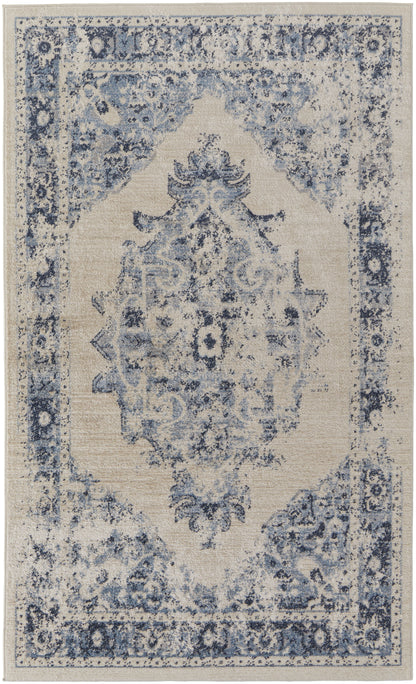 Camellia Transitional Medallion - Ivory/Blue