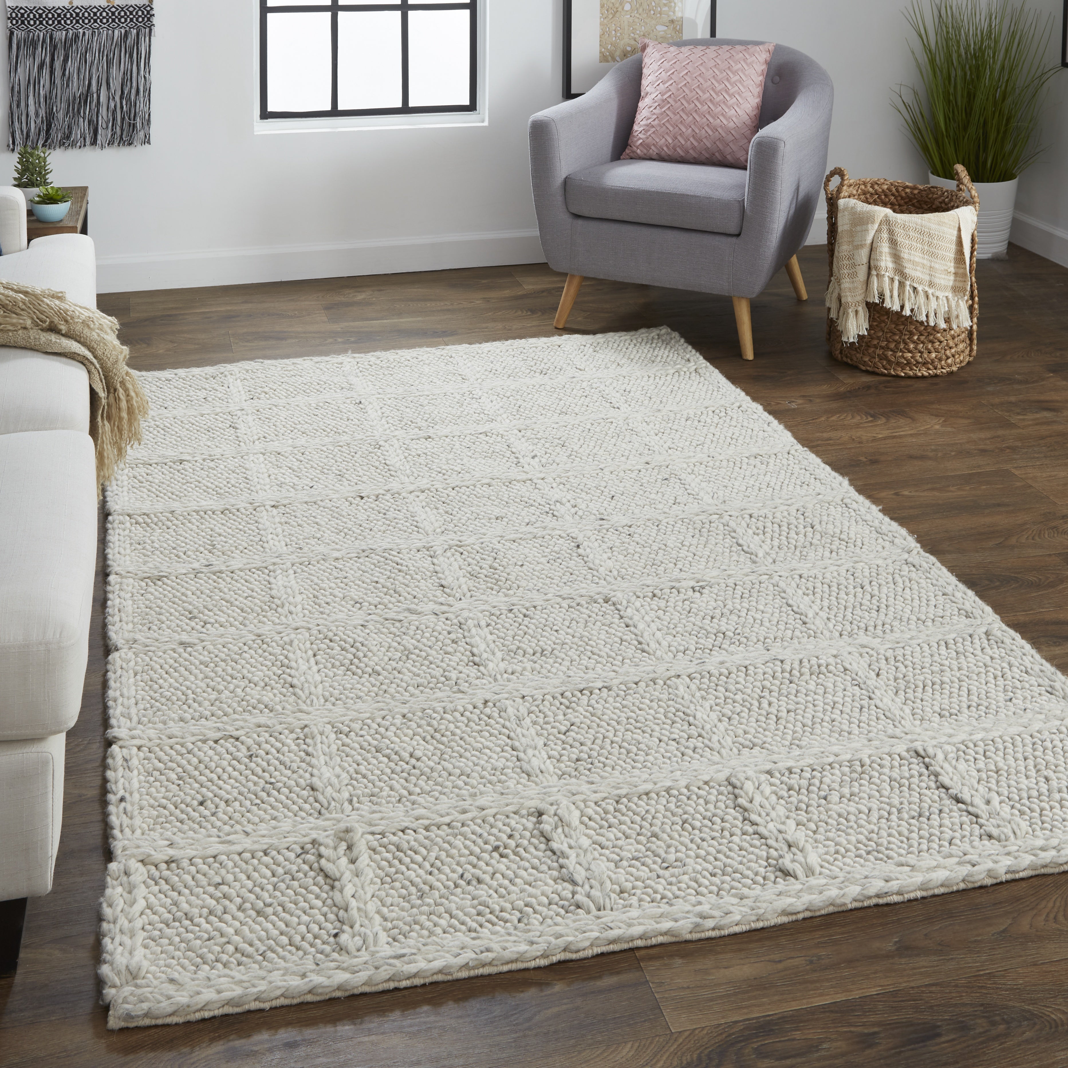 Berkeley Transitional Solid - Ivory/Gray Area Rug