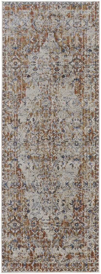 Kaia Transitional Medallion - Tan/Ivory/Orange Area Rug