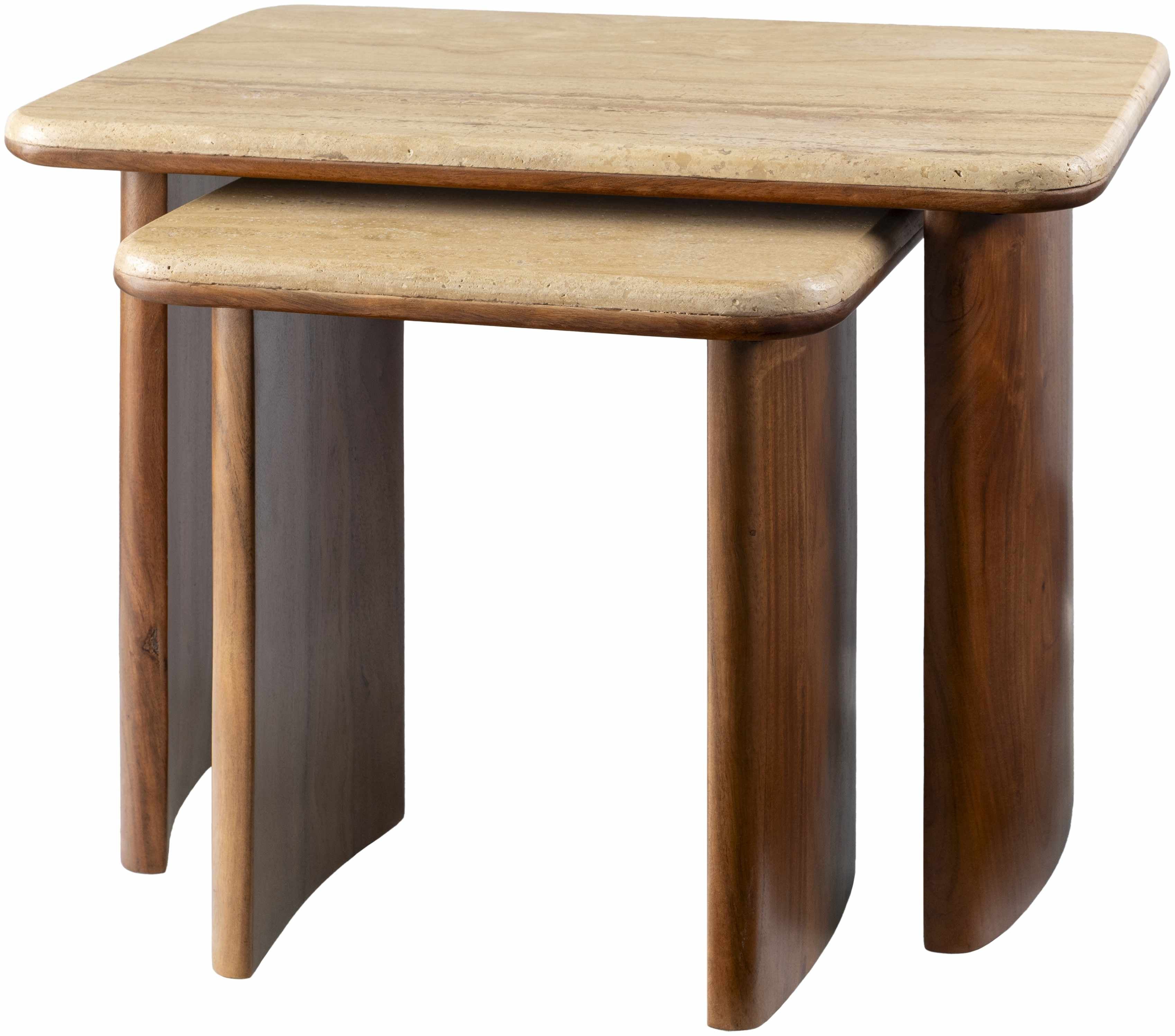 Contemporary Travertine End Table