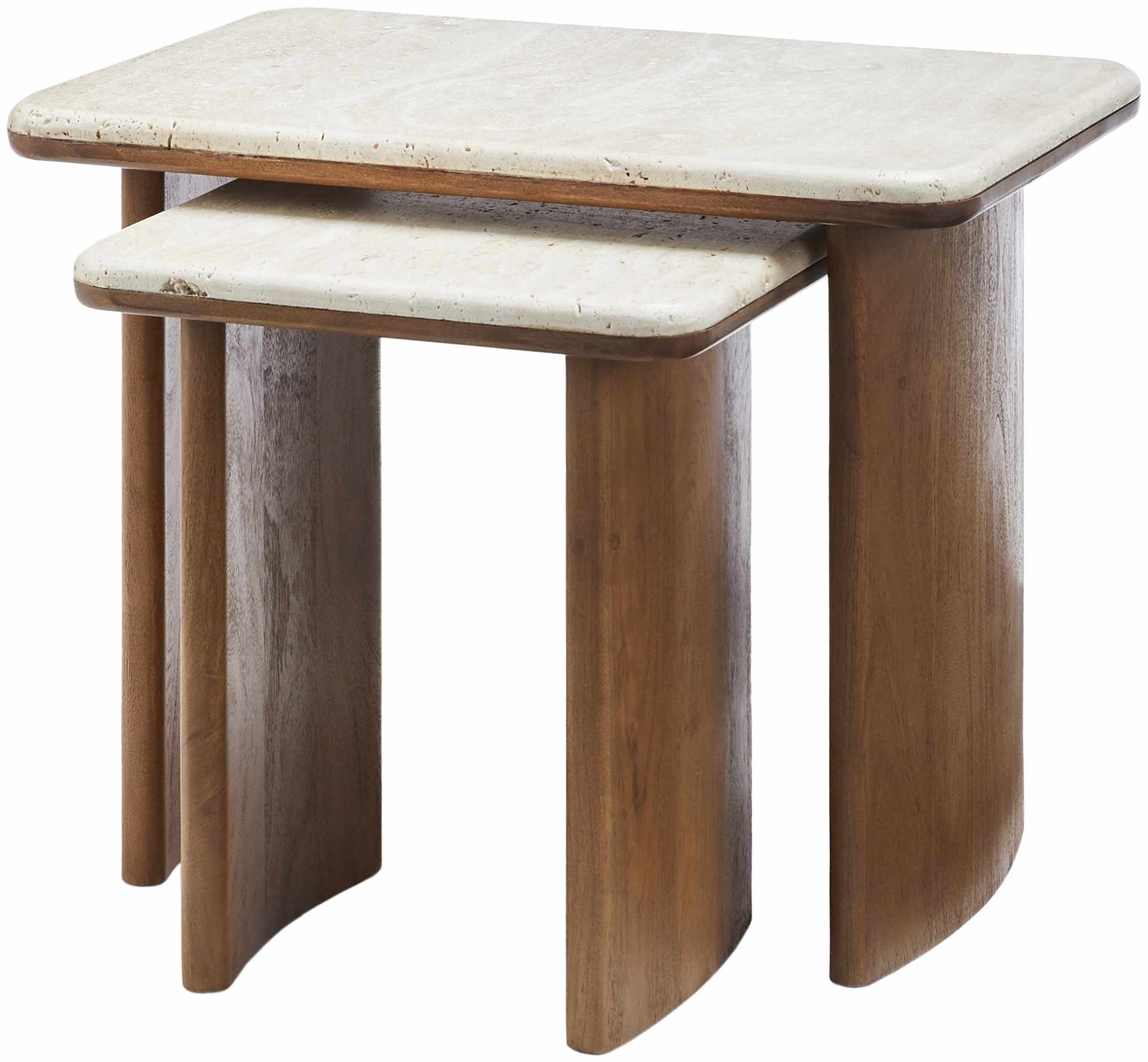 Contemporary Travertine End Table