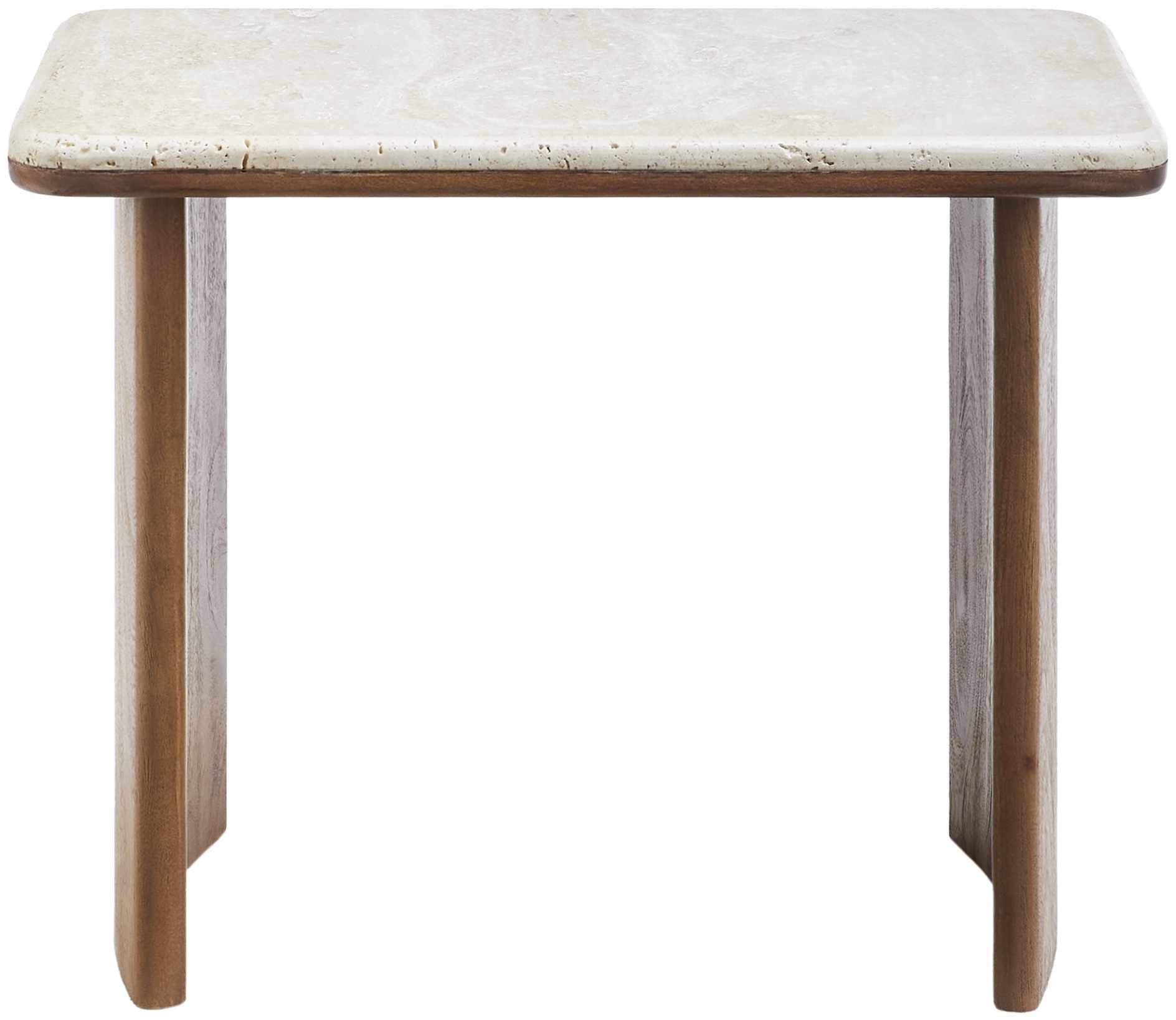 Contemporary Travertine End Table