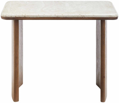 Contemporary Travertine End Table