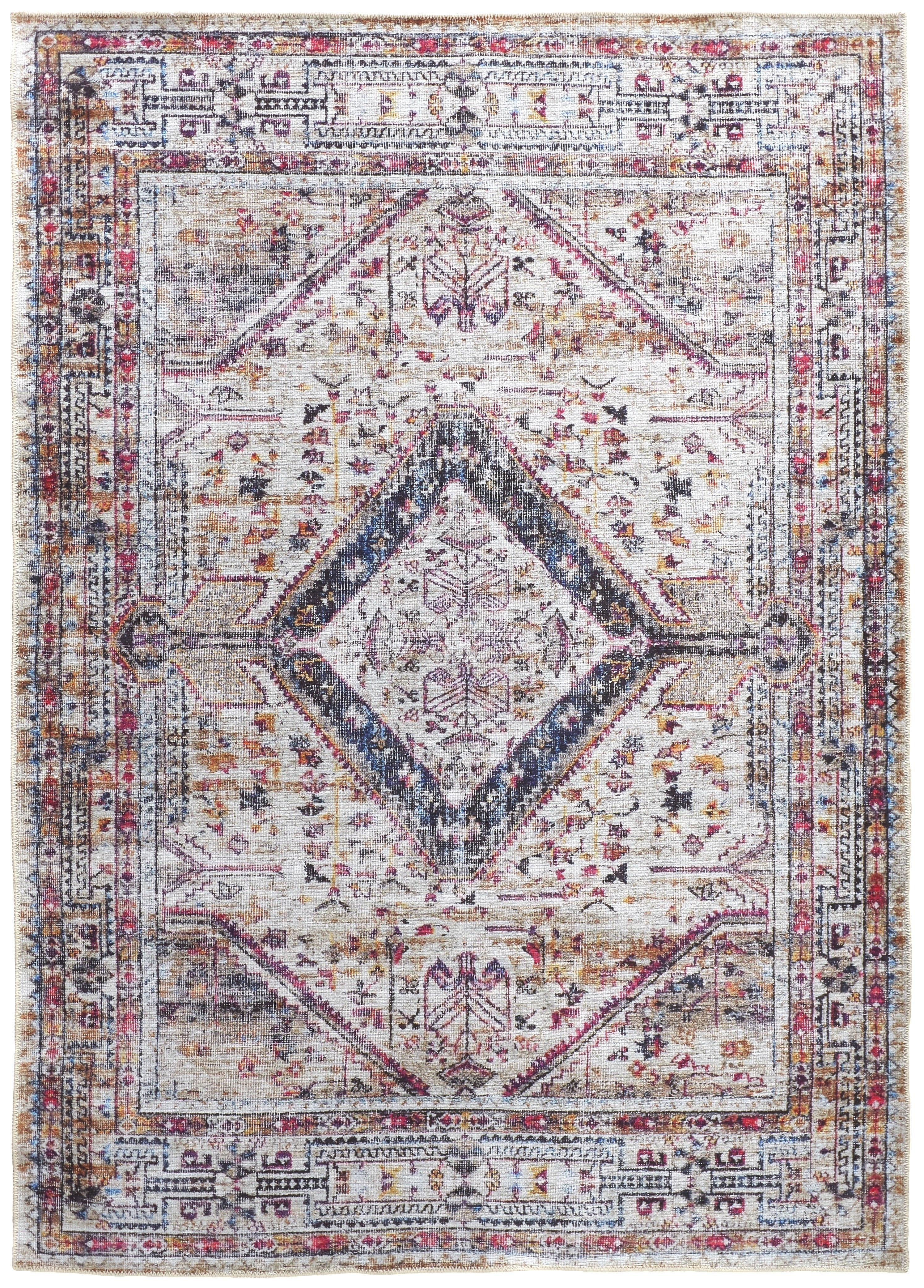 Percy Transitional Medallion - Ivory/Red/Pink Area Rug