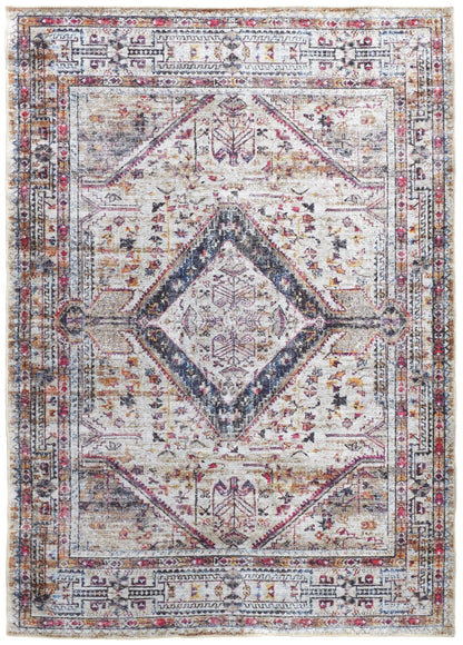 Percy Transitional Medallion - Ivory/Red/Pink Area Rug