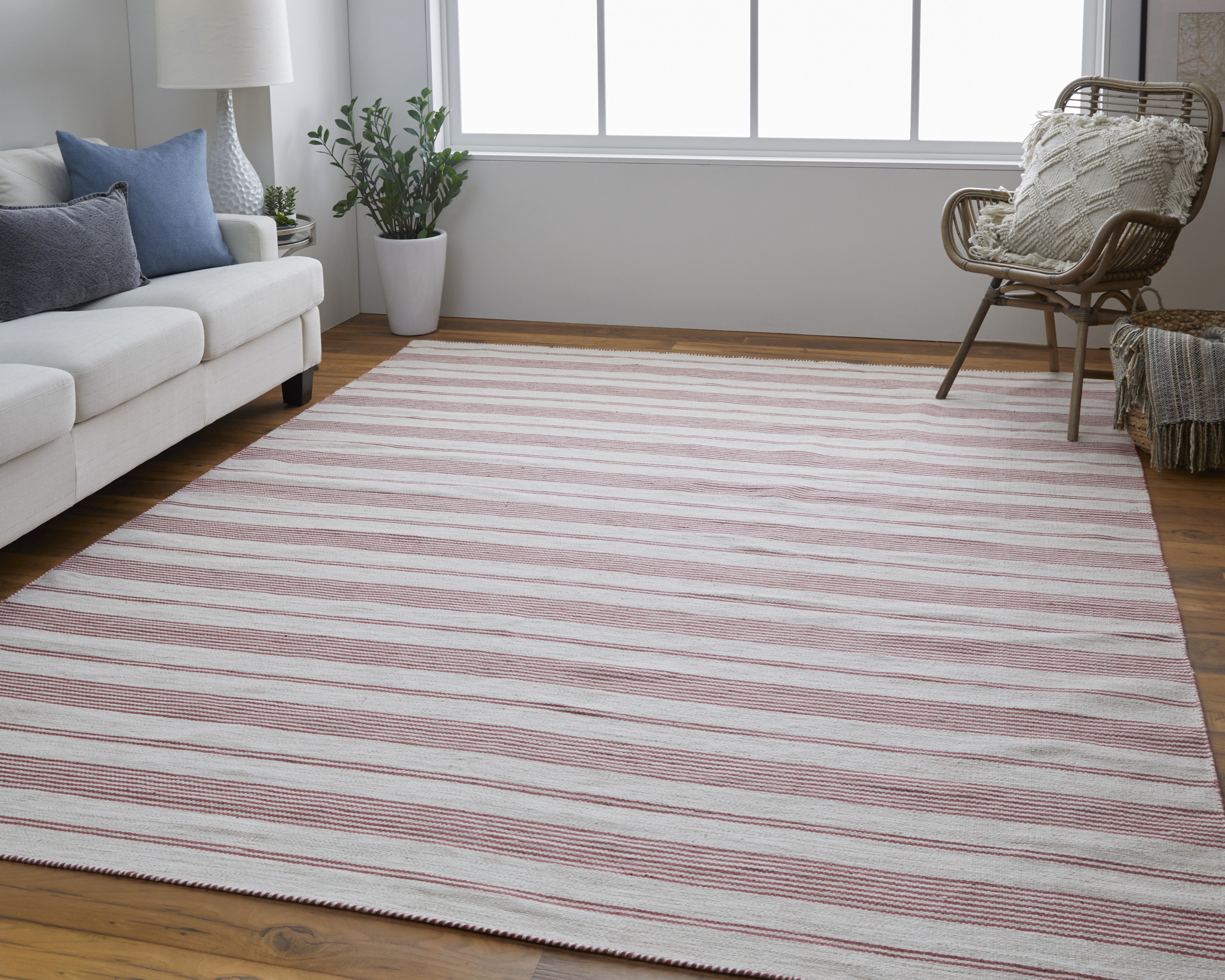 Duprine Transitional Stripes - Red/Ivory Area Rug