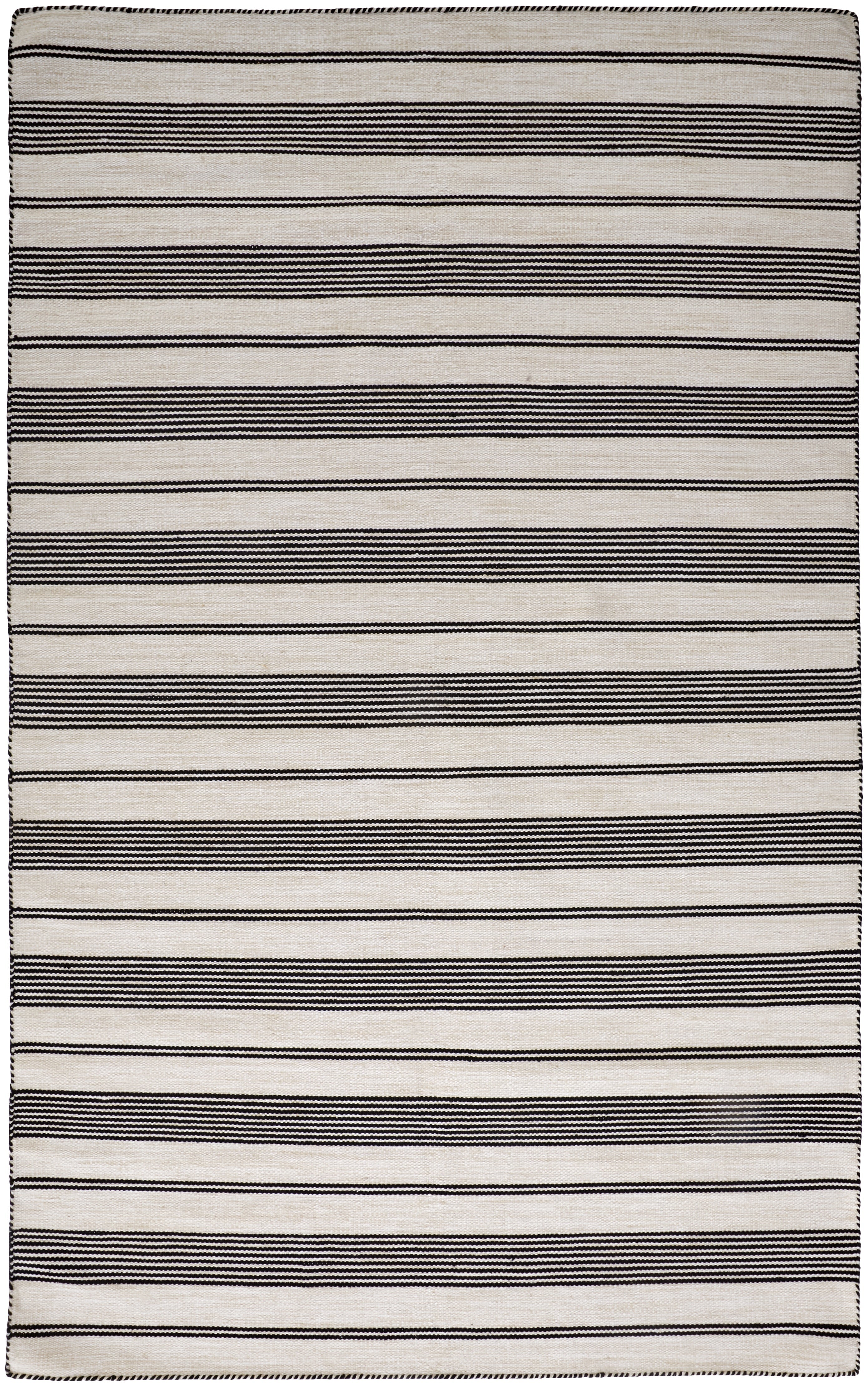 Duprine Transitional Stripes - Black/White/Ivory Area Rug