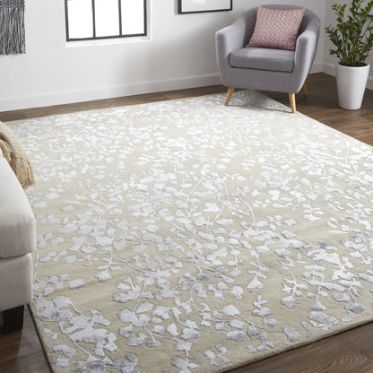 Bella Transitional Floral & Botanical - Tan/Silver/Gray