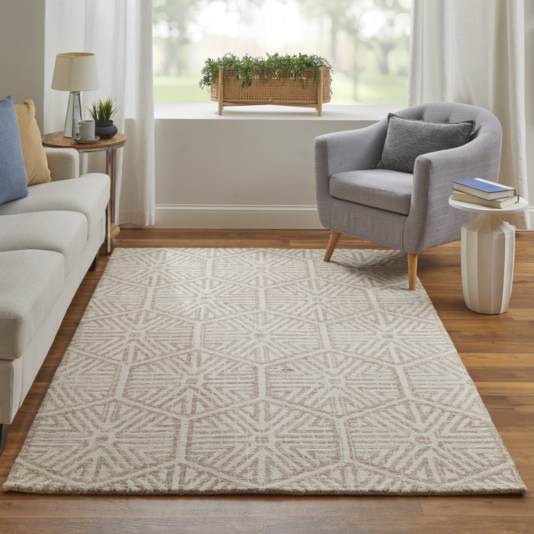 Rhett Transitional Geometric - Ivory/Taupe