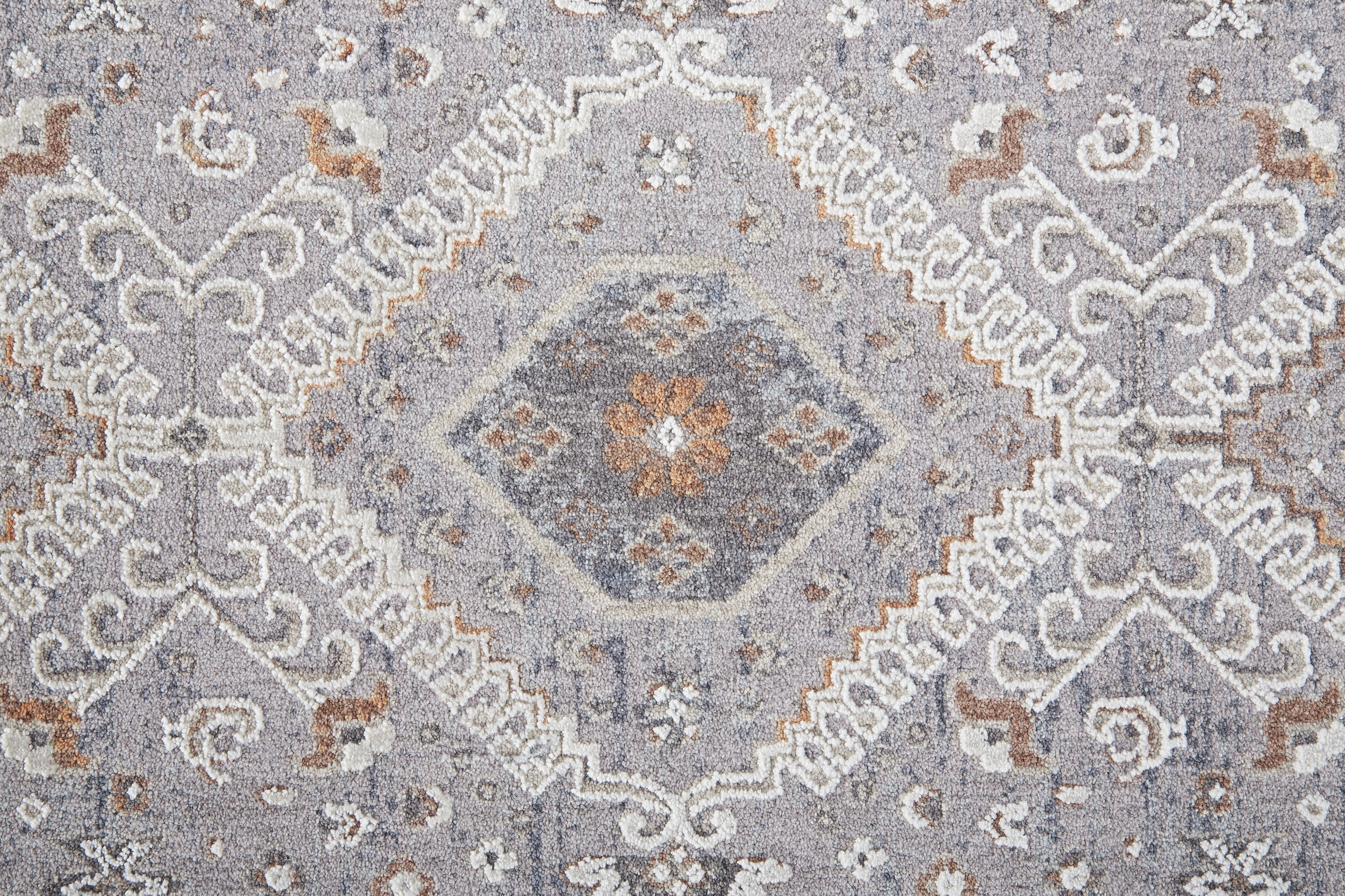 Francisco Transitional Medallion - Gray/Orange/Ivory Area Rug