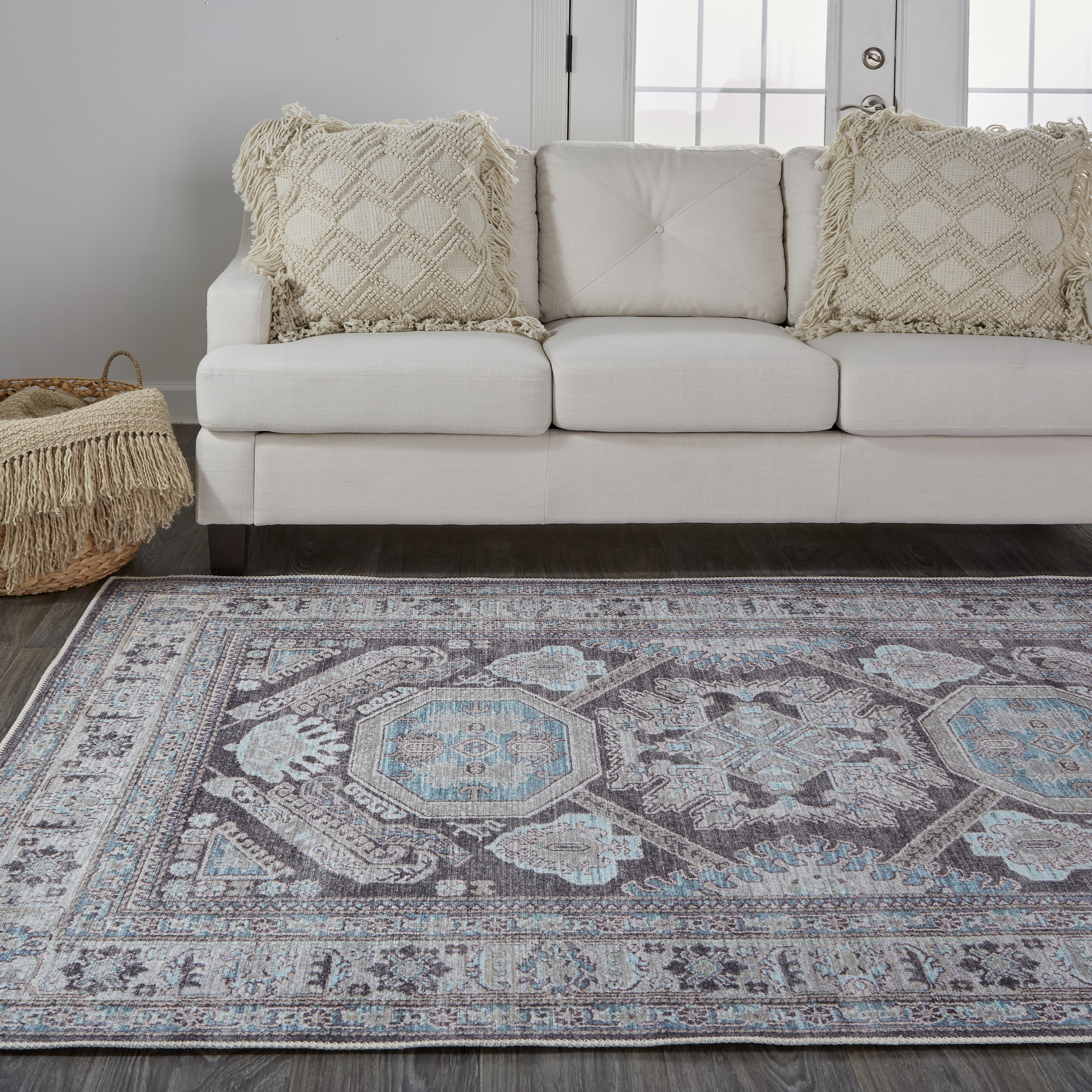Percy Transitional Medallion - Gray/Taupe/Blue Area Rug