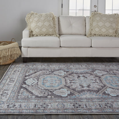 Percy Transitional Medallion - Gray/Taupe/Blue Area Rug