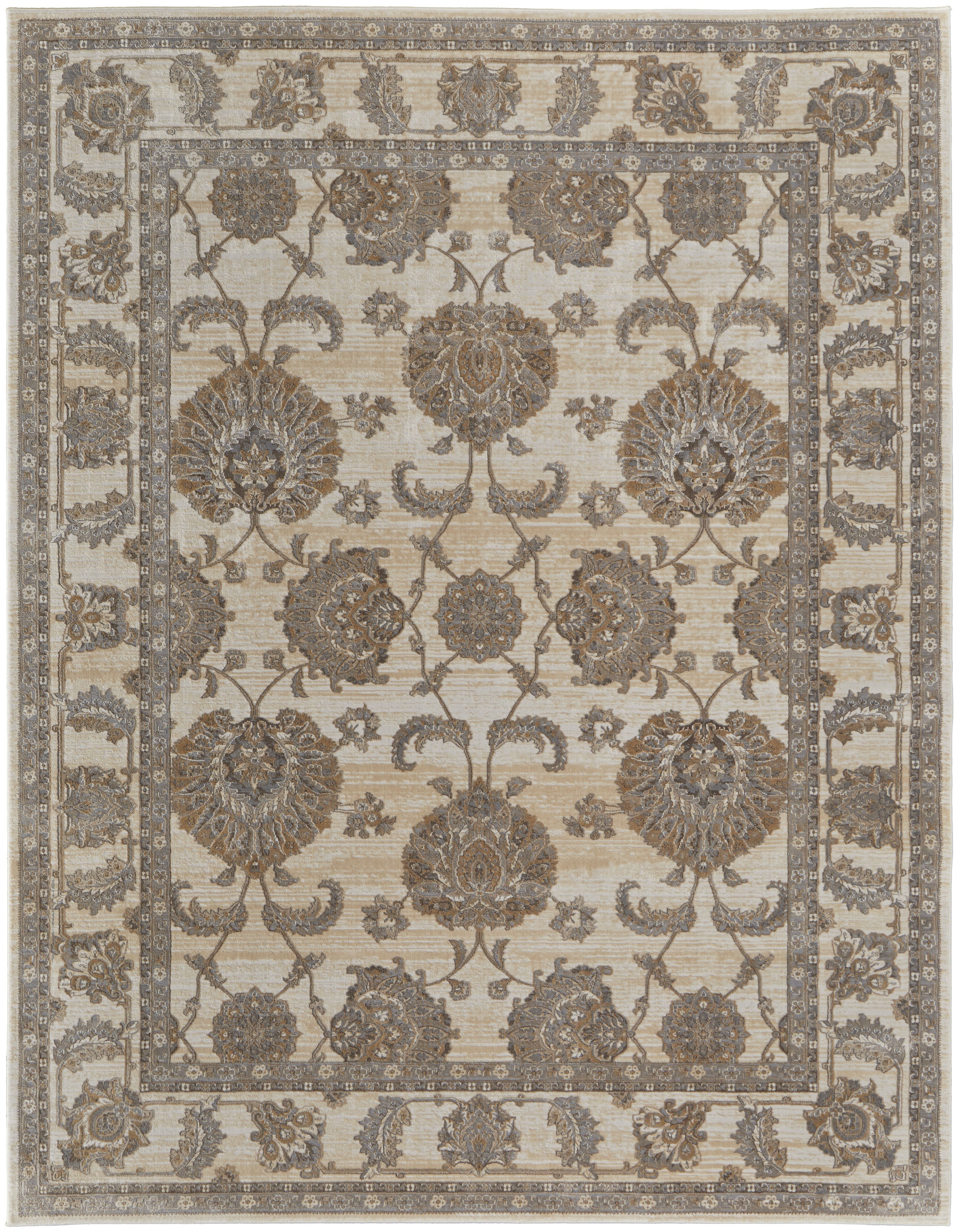Celene Traditional Bordered - Tan/Ivory/Brown Area Rug