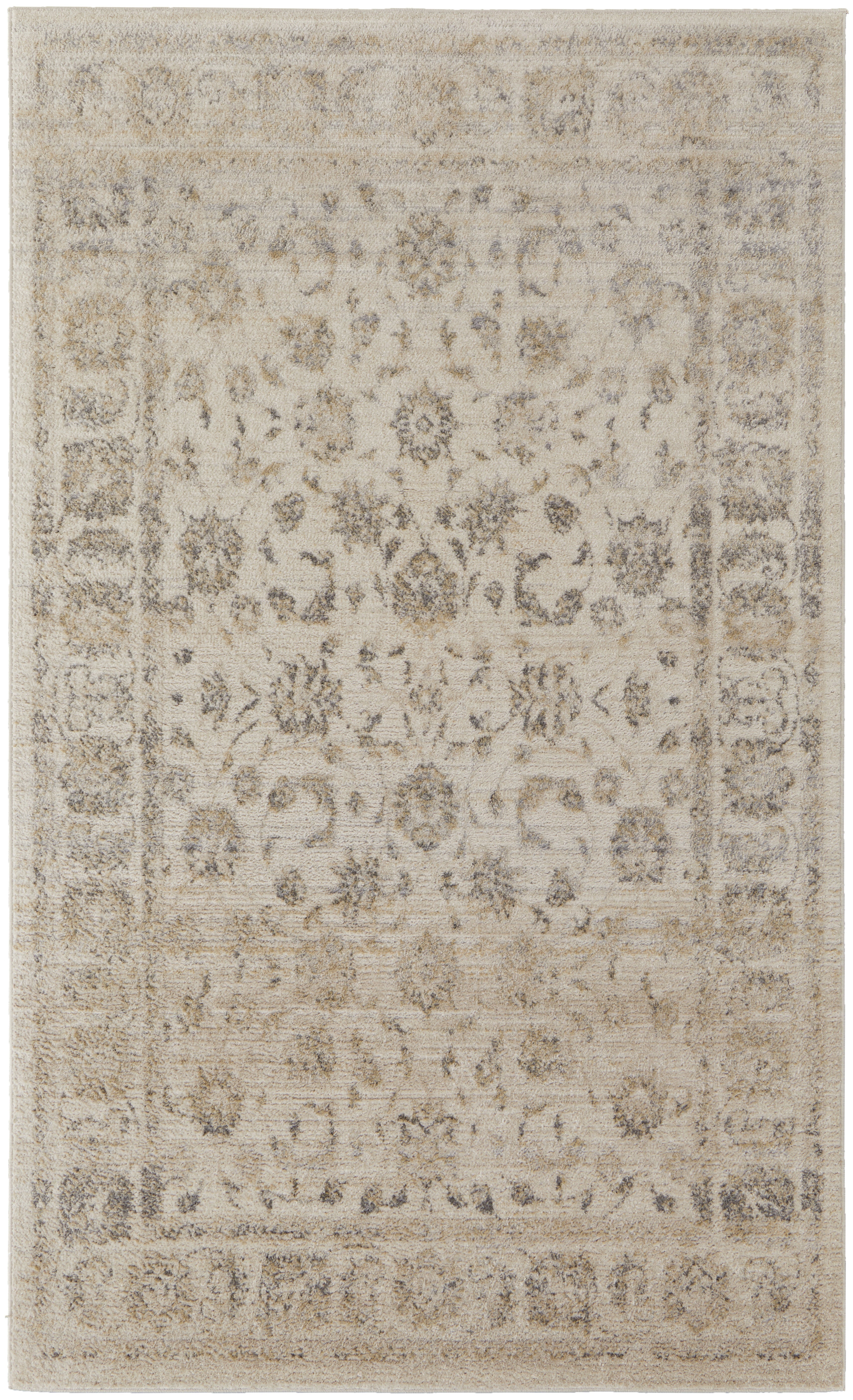 Camellia Transitional Floral & Botanical - Ivory/Gray