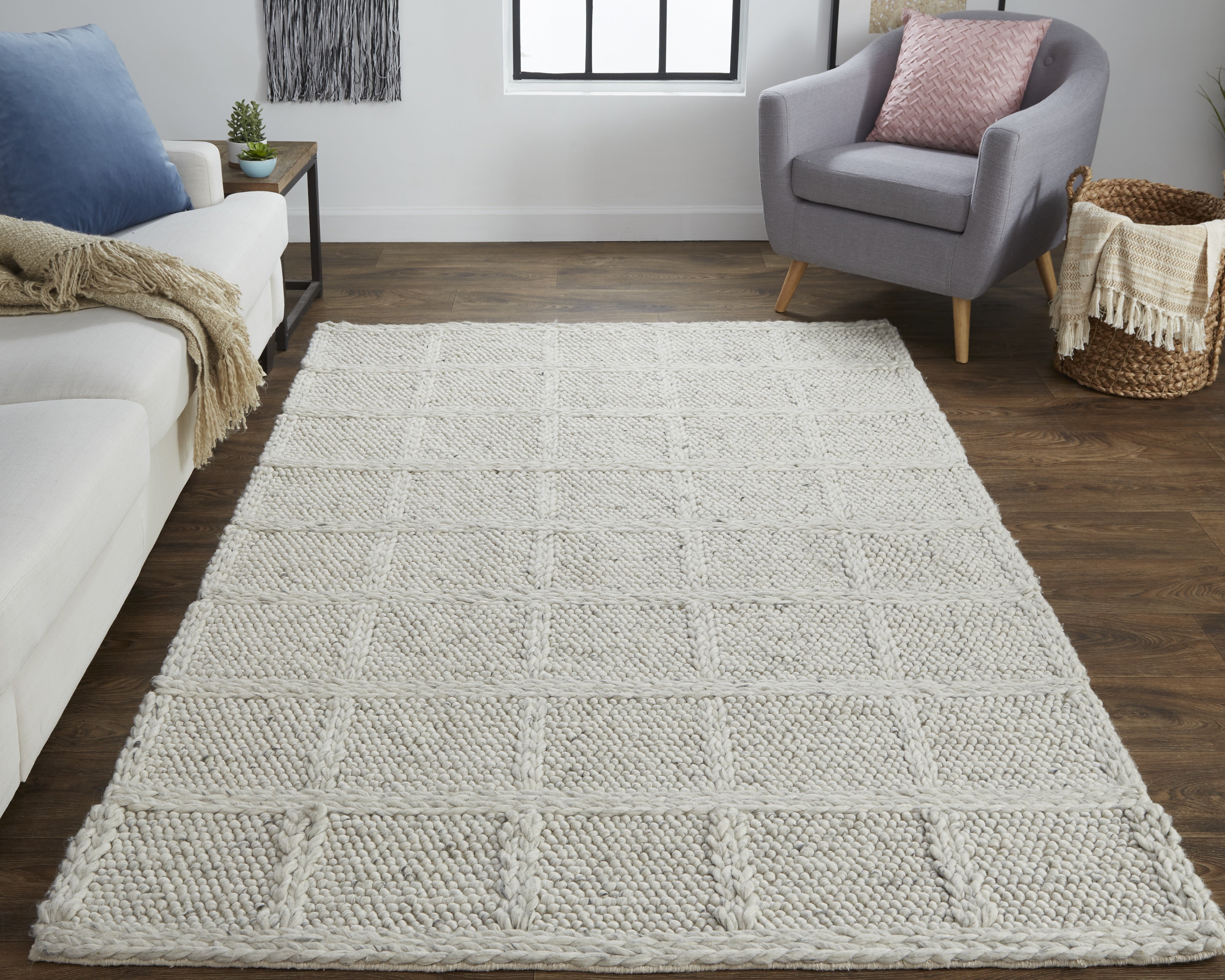 Berkeley Transitional Solid - Ivory/Gray Area Rug