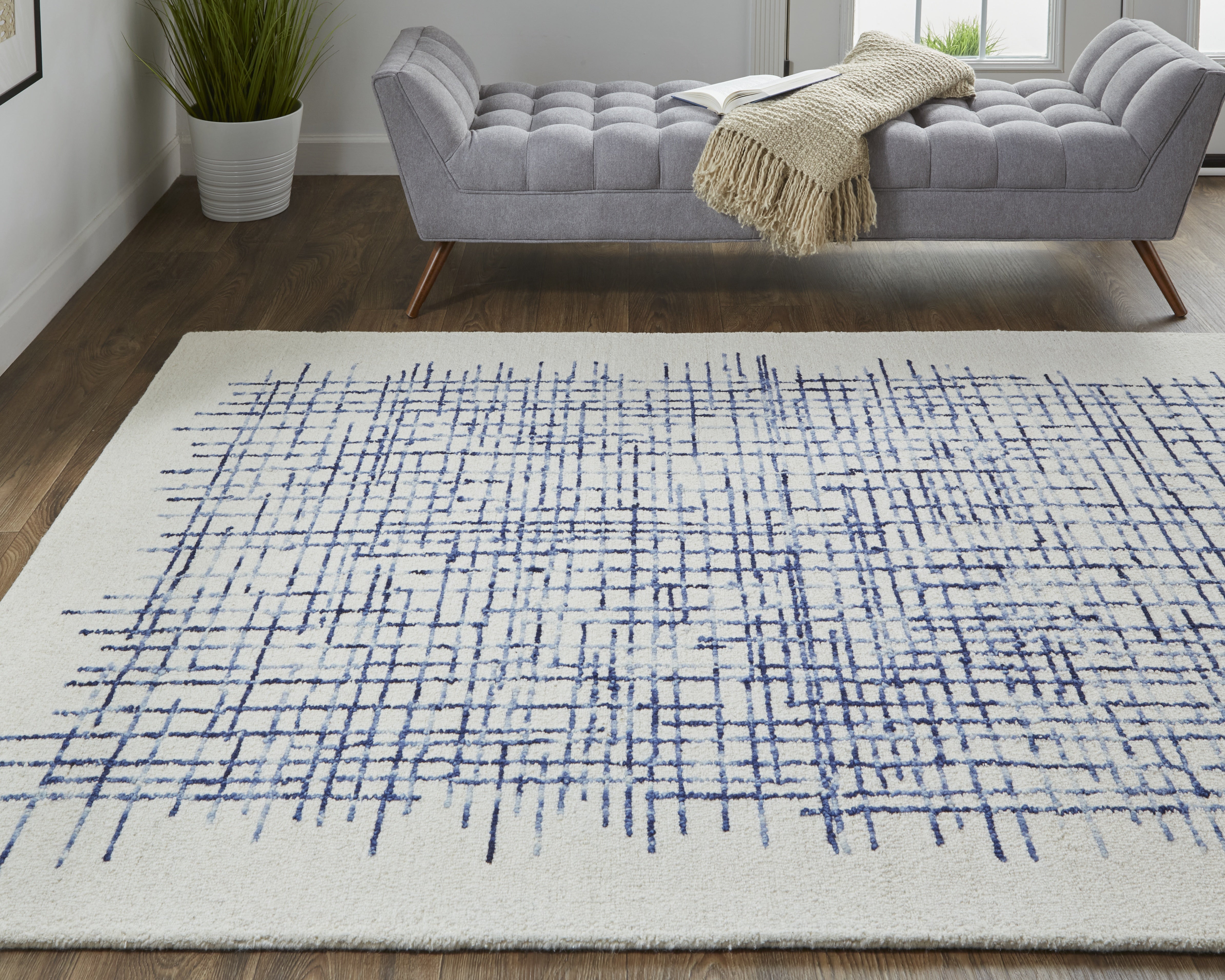 Maddox Transitional Abstract - Ivory/Blue Area Rug